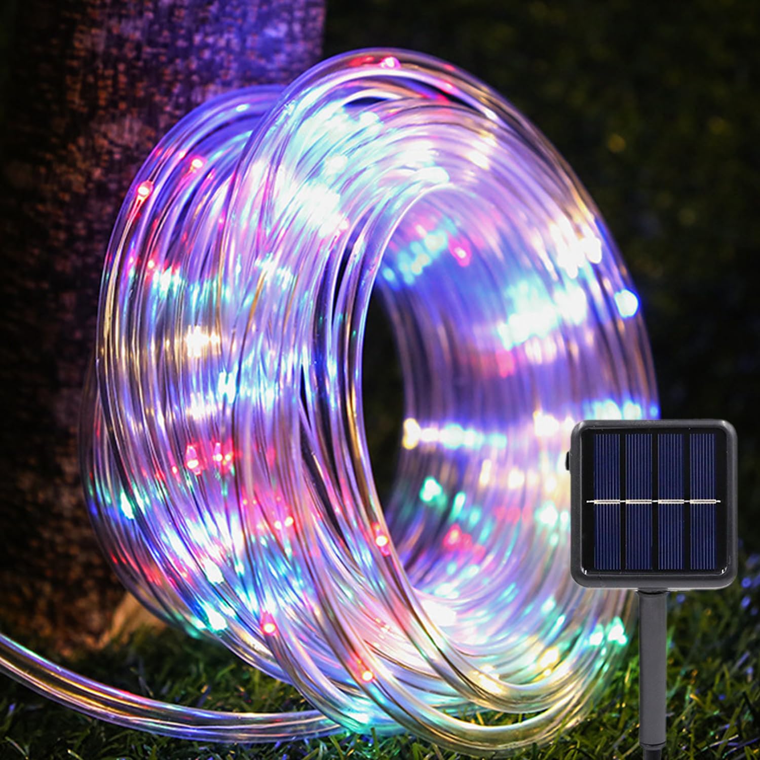 Jiafagxu Colorful Solar Rope Lights For Outside Ip65 Waterproof, 72Ft 200Led Rope Lights Outdoor 8 Modes Rope Led Lights Outdoor String Light For Party Patio Gazebo Tree Festivals Decoration, Multicolor