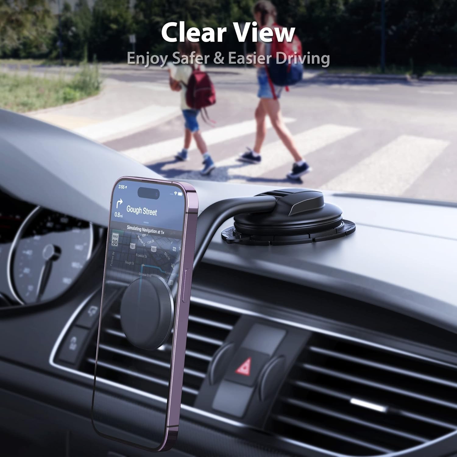 Dolyofg Magnetic Phone Holder For Car, [ Powerful Magnets & Military-Grade Suction] Car Phone Holder Mount Dashboard Windshield Cell Phone Holder Phone Stand For Car Iphone Android Automobile Cradle