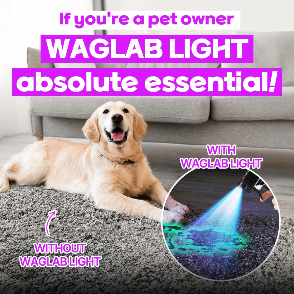 Waglab Light Uv Blacklight Flashlight Pet Urine Detector, Pro & Led Ultraviolet Light For Dog/Cat Urine, Dry Stains Odor, Resin Curing 365Nm Batteries Included