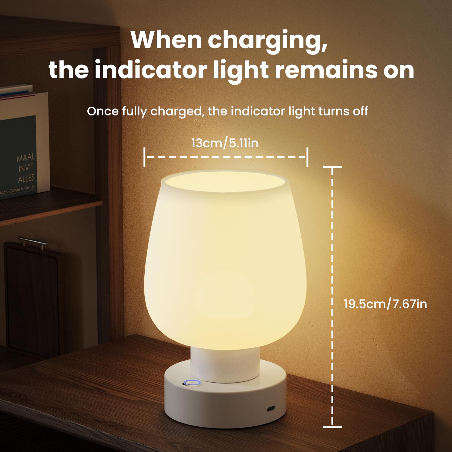 Lgmcf Battery Operated Led Touch Cordless Table Lamp Small 6000Mah Gradient Rechargeable Dimmable Table Lamp With Memory Function For Living Room Bedroom Dormitory Camping (Modern)