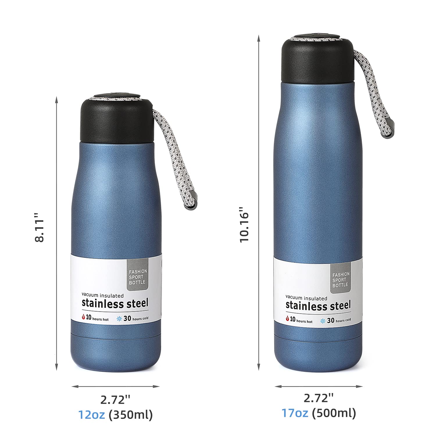 Small Water Bottle 12 Oz, Dusgut Insulated Water Bottle,Stainless Steel,Wide Mouth Portable Lid
