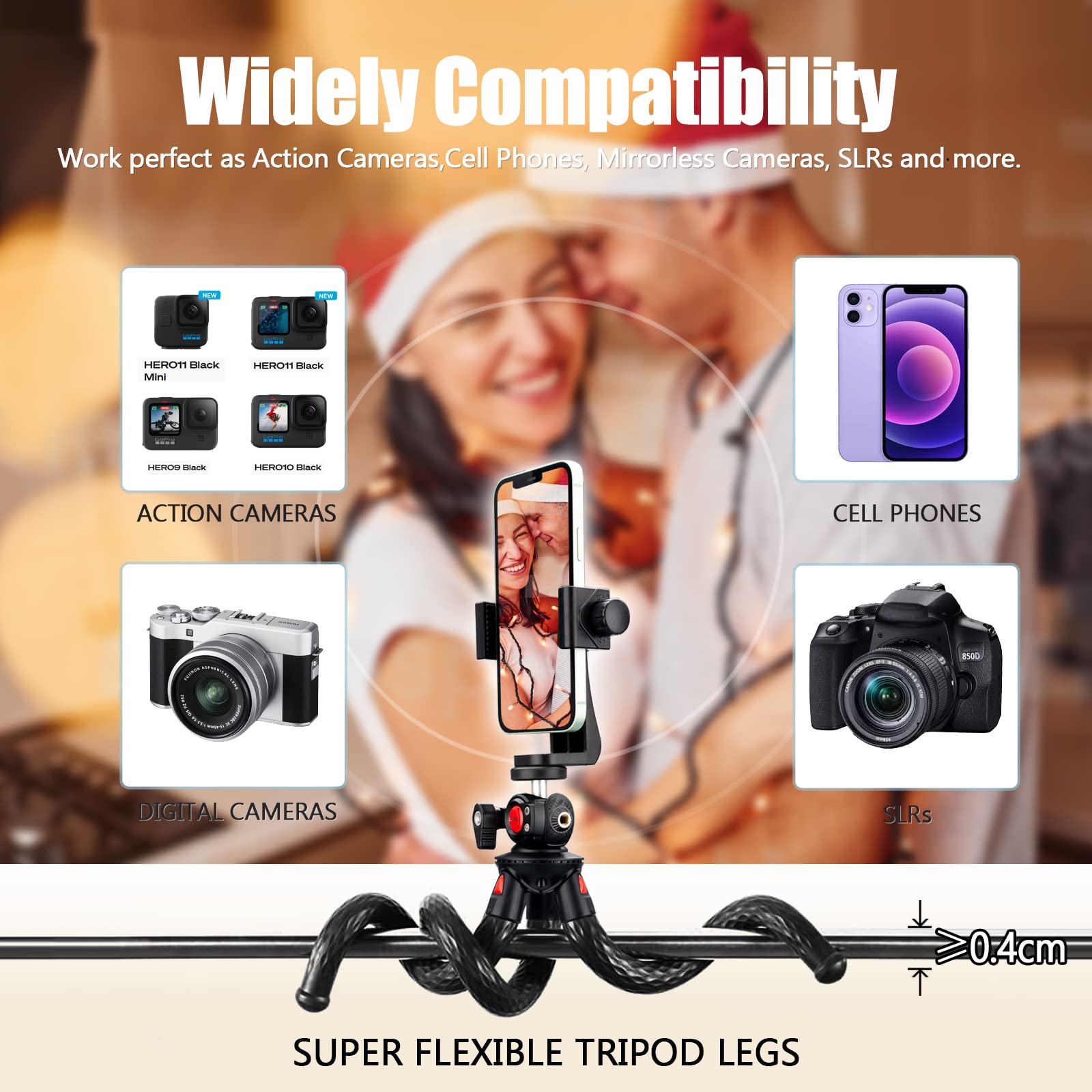 Lammcou Phone Flexible Tripod Actioncam Lightweight Vlogging Bendable Travel Octopus Gorilla Portable Mini Tripods Dslr Hero 12 11 10 Trípode For Vlogging Video Recording