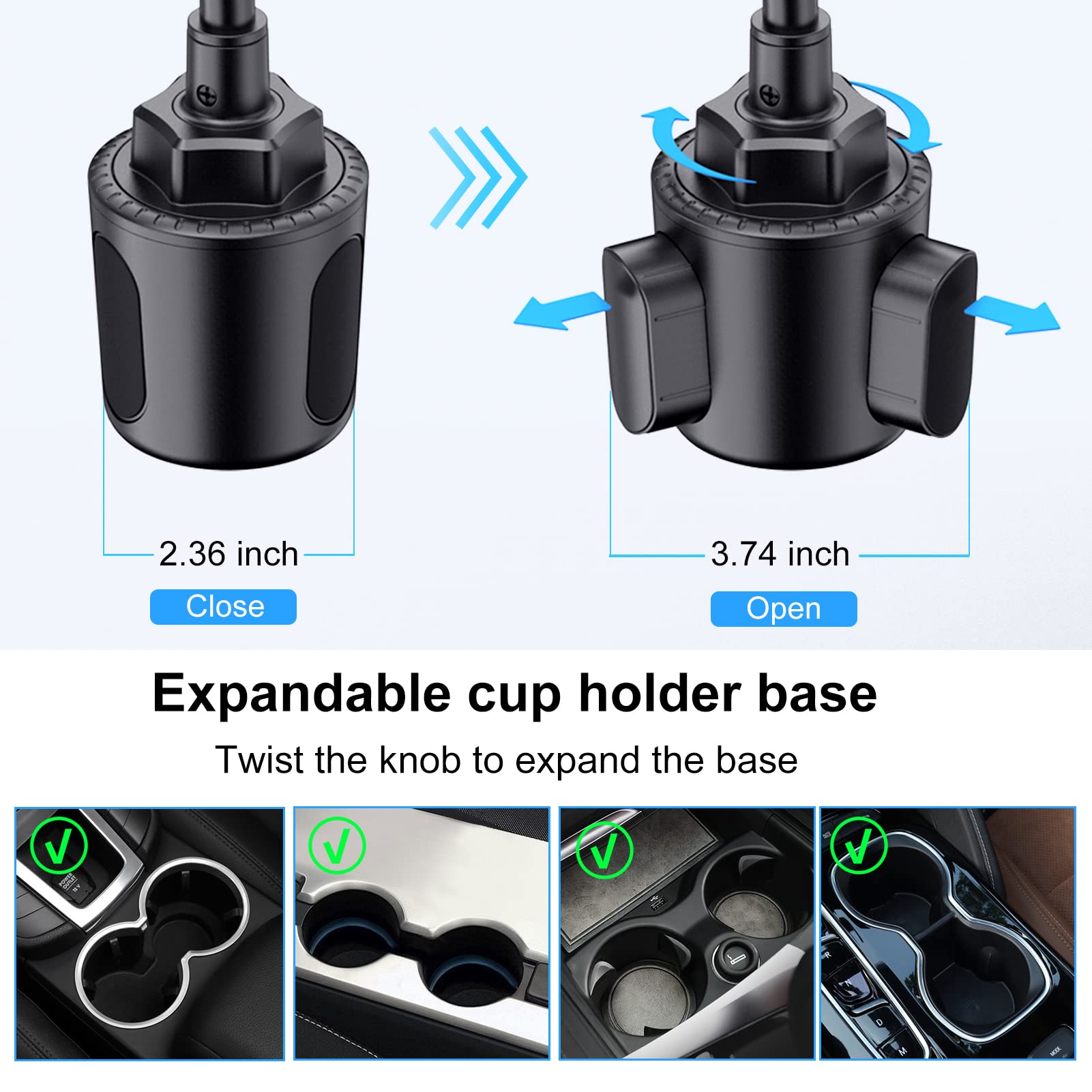 Lopnord Car Phone Holder Mount Cup Holder, Phone Mount For Car Compatible With Iphone 16 15 14 Pro Max/Samsung Galaxy S24 S23 S22 Ultra, Cell Phone Holder Car Flexible Gooseneck Phone Holder For Car