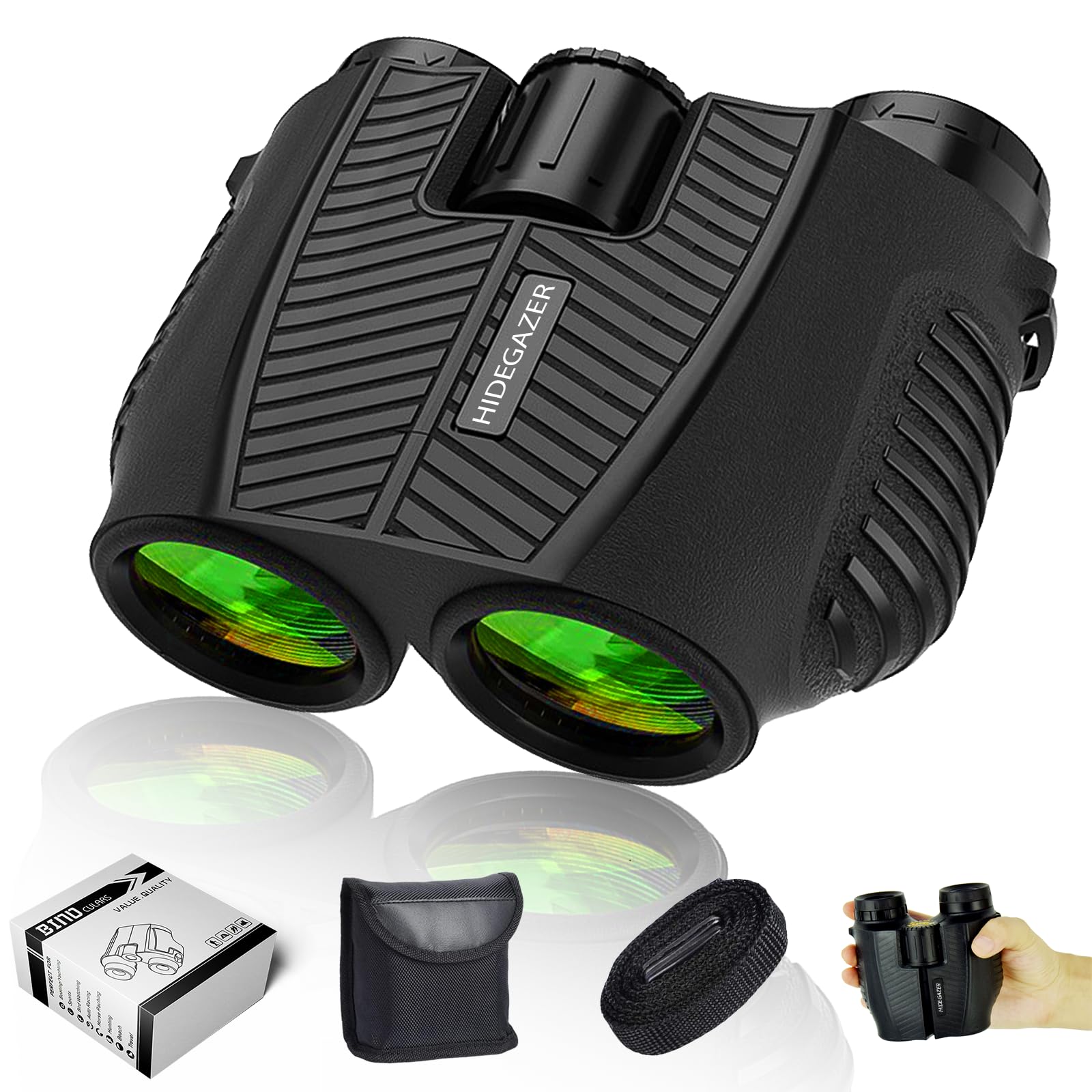 Hidegazer 12X25 Compact Binoculars For Adults And Kids - High Powered Binoculars For Bird Watching, Hunting, Travel, Hiking, Camping, Sport