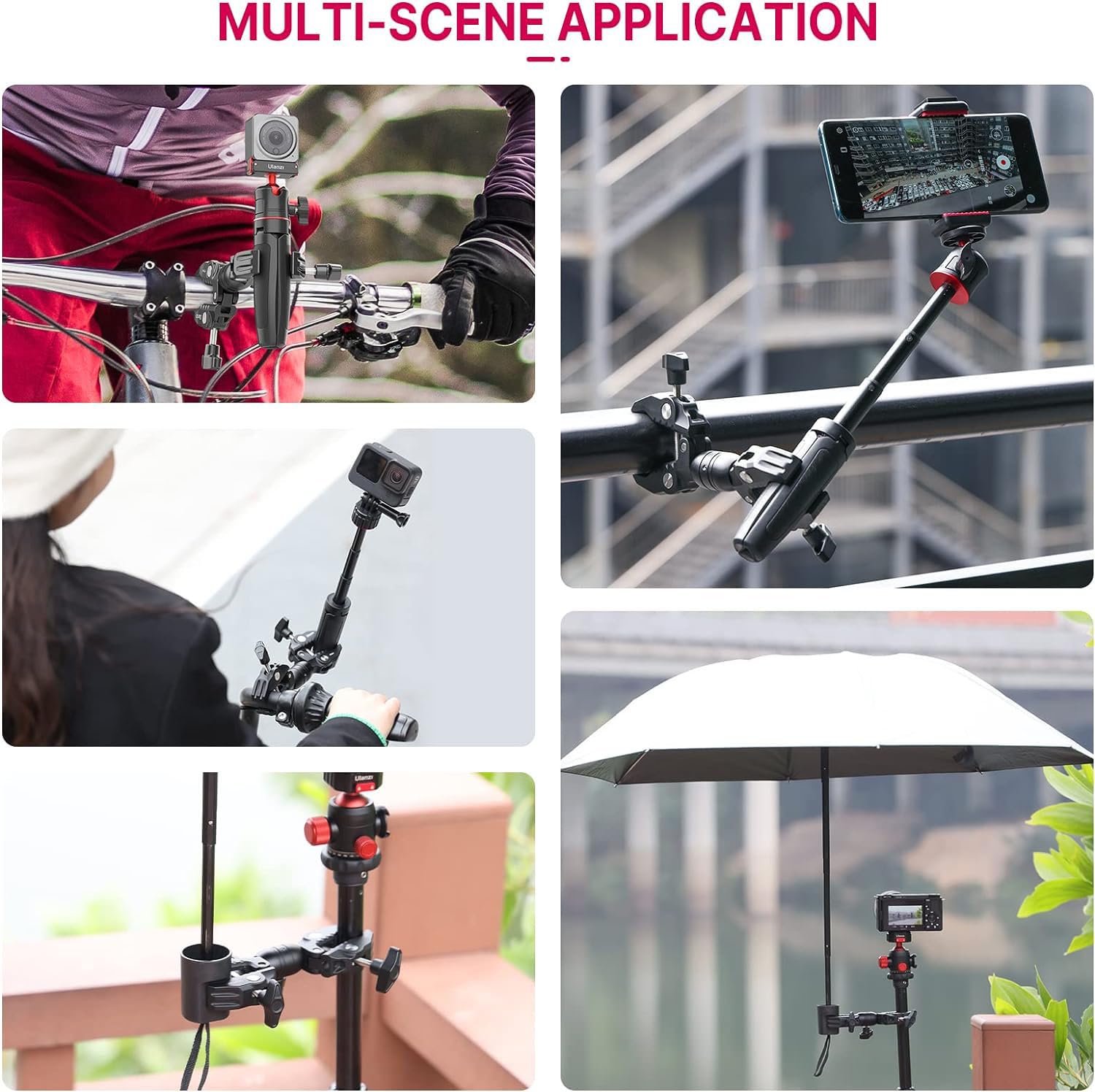 Ulanzi Super Clamp Double Camera Clamp, R096 Crab Plier Clip Bracket Mount Monitor Magic Arm Double Ball Head Adapter For Photo Studio Light Stand, Photography Reflector, Photo Boom Stand, Cross Bars