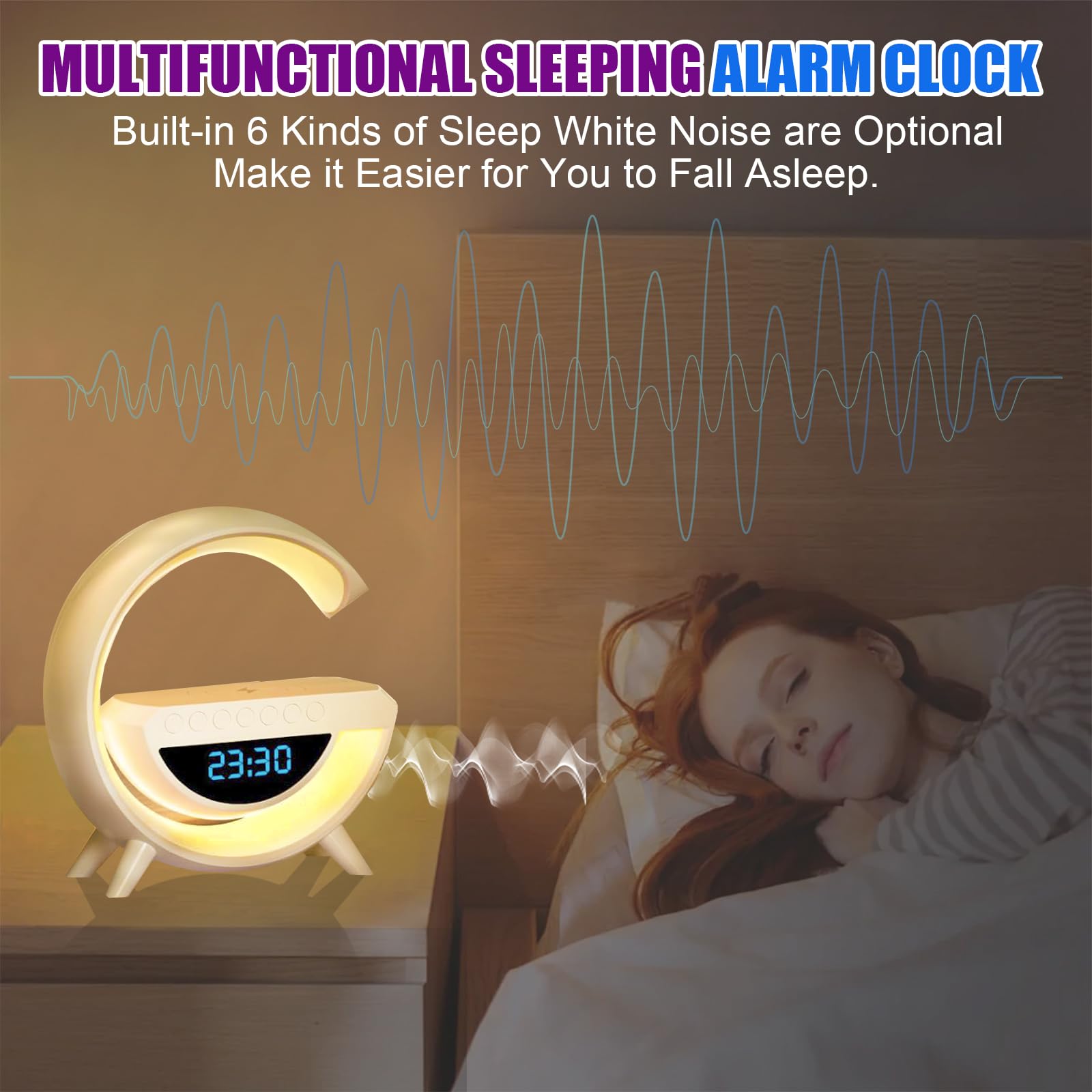 Ceimuik Smart Led Table Lamp With Wireless Charger Atmosphere Lamp, Bedside Lamp With Clock, Color Changing Sound Machine For Home Decor, Bedroom, Office