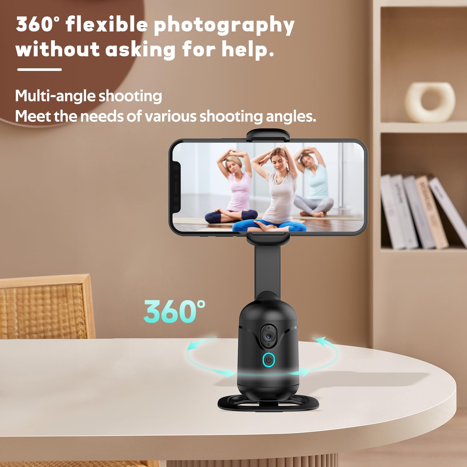 Rupital Auto Face Tracking Tripod 360 Rotation With Stand-No App, Phone Camera Stand With Remote And Gesture Control, For Live Video Recording Tiktok