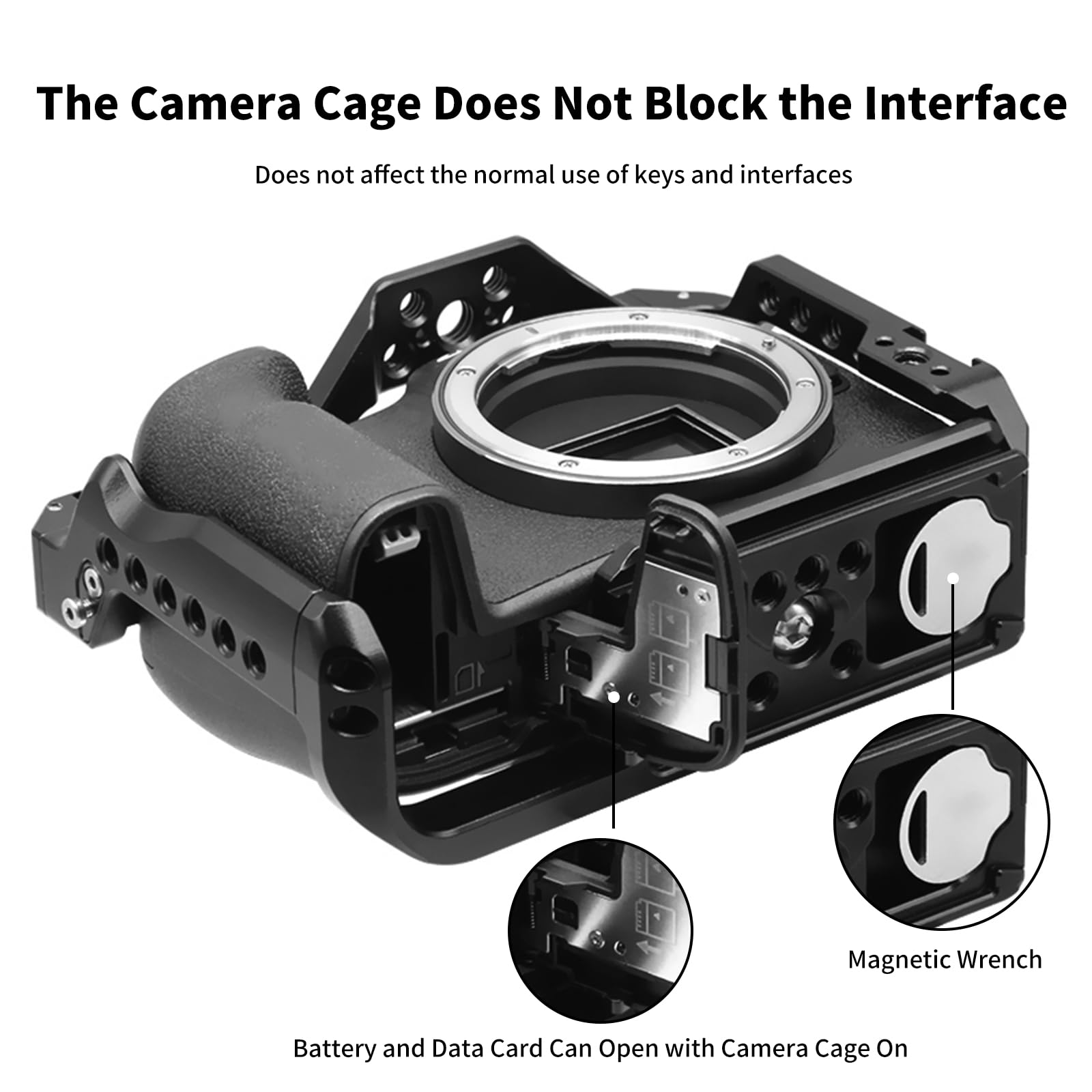 Fugasun Eos R8 Camera Cage, Eos R8 Cage With Wooden Camera Top Handle With 3 Cold Shoes To Mount Dslr Camera