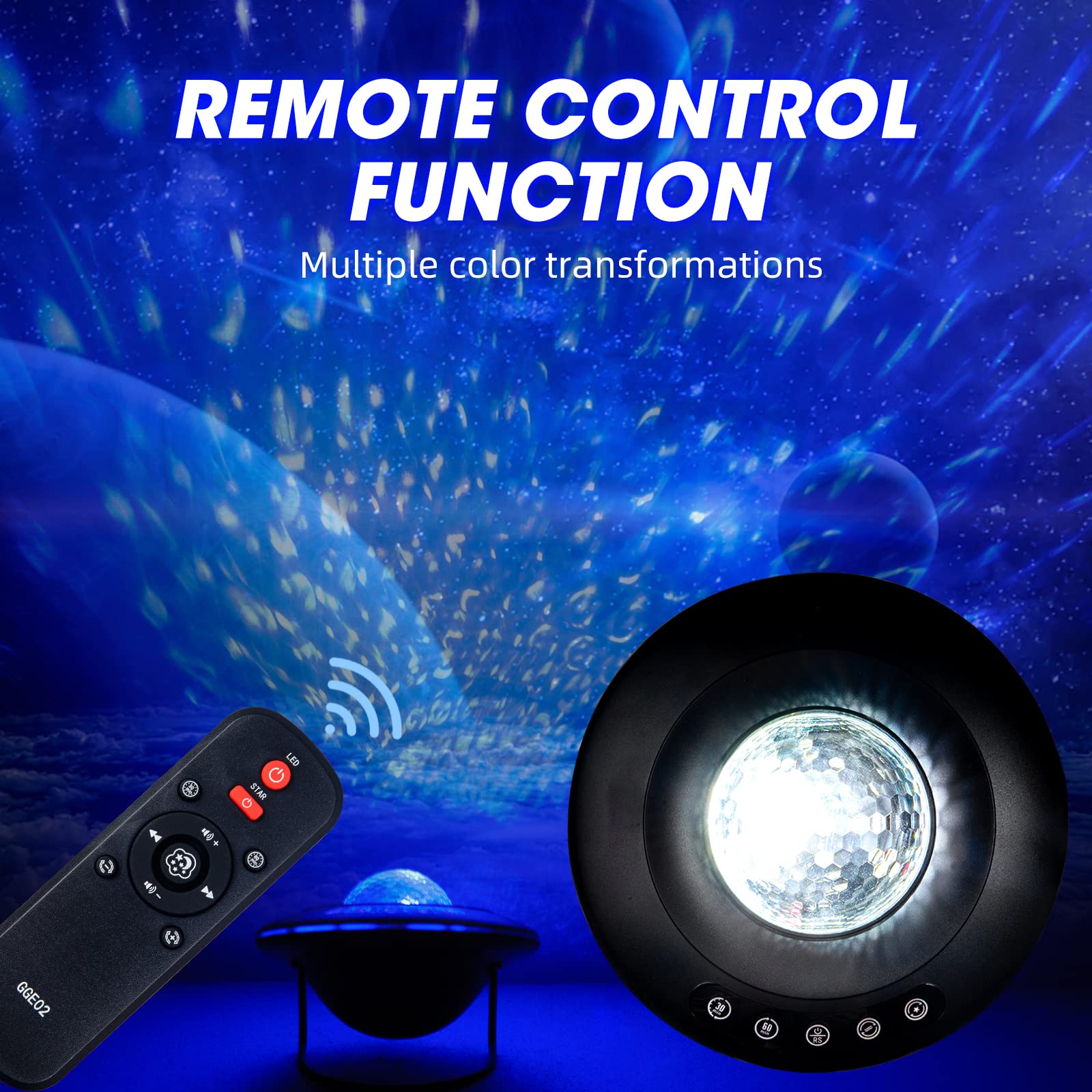 Looeoodoo Star Projector, Galaxy Starry Projection Lamp, Bluetooth Speaker Aurora Lighting With Timer And Remote Control, Led Sky Night Light For Kids Bedroom, Gaming Decor, Home Theater, Ceiling