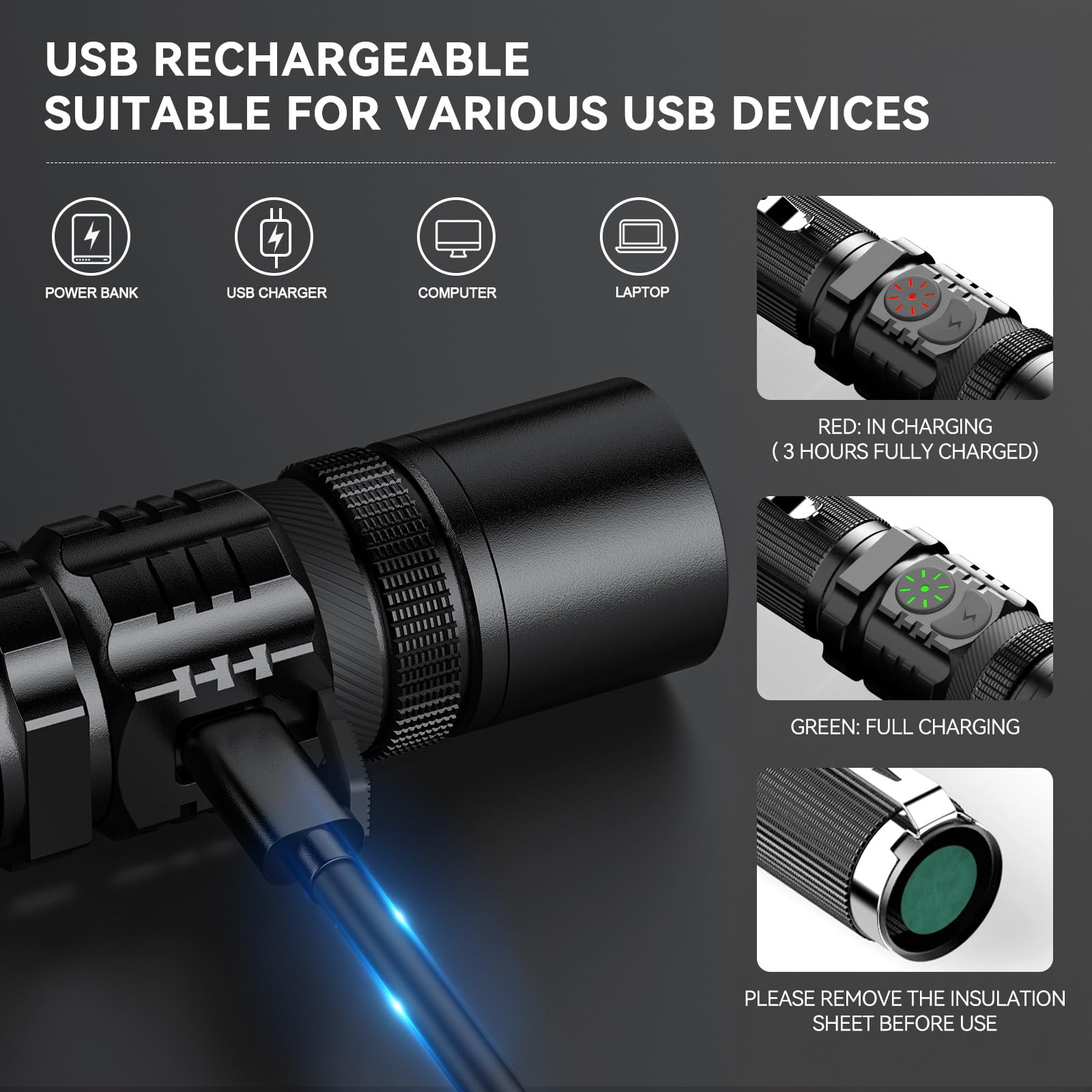 Rechoo Rechargeable Flashlights 2 Pack, High Lumens Led Utility Flashlight With Double Switch, Small Bright Flash Lights With 5 Modes, Zoomable, Ip65 Waterproof For Camping, Hiking, Emergencies