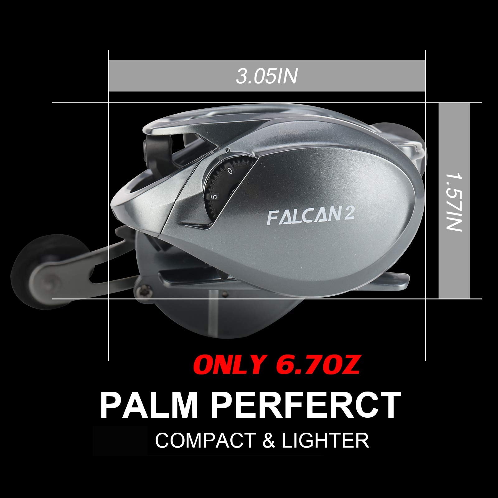 Seaknight Falcan2 Baitcasting Fishing Reel, 17.6Lb Max Drag & Magnet Braking System Baitcasters, 7.2:1/8.1:1 Gear Ratio Low Profile Caster Reel