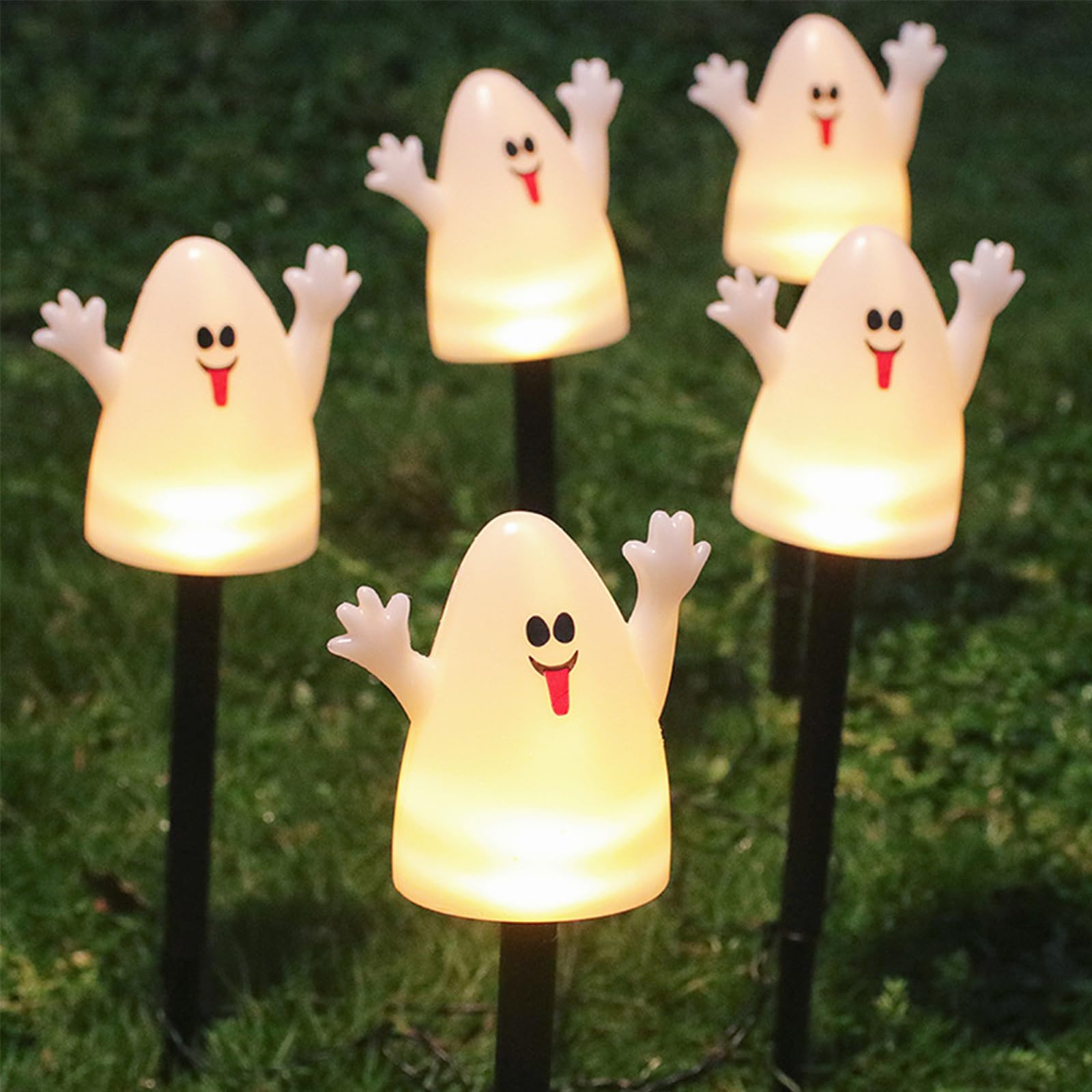 Gulelayar Ghost Light Garden Lights 5 In 1 Halloween String Light Solar Halloween Decorative Led Lights Outdoor Waterproof Ghost Stake Lights For Outdoor Halloween Pathway Yard Garden Decoration (Ghost)