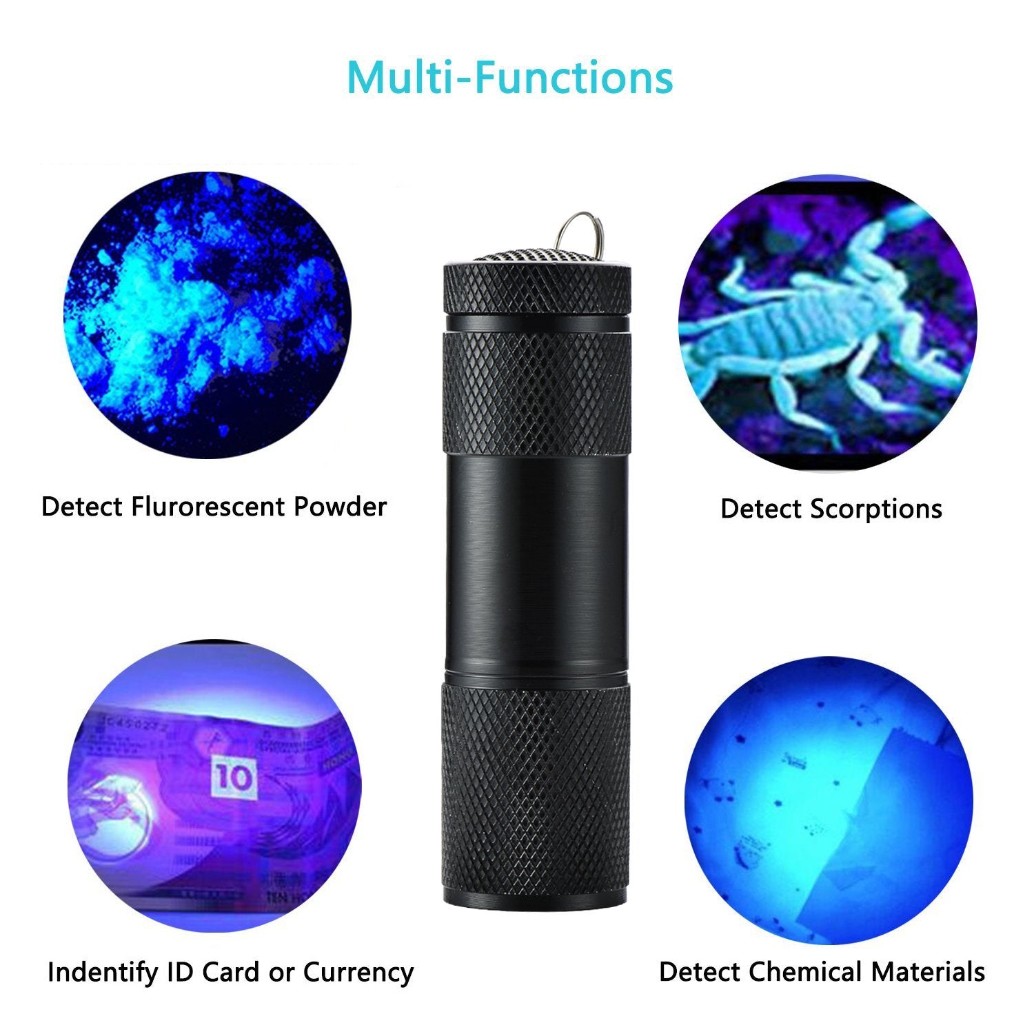 Optimal Shop 6 Pack Uv Blacklight 9 Led Flashlight Torch Light Outdoors Etc (6 Pack)