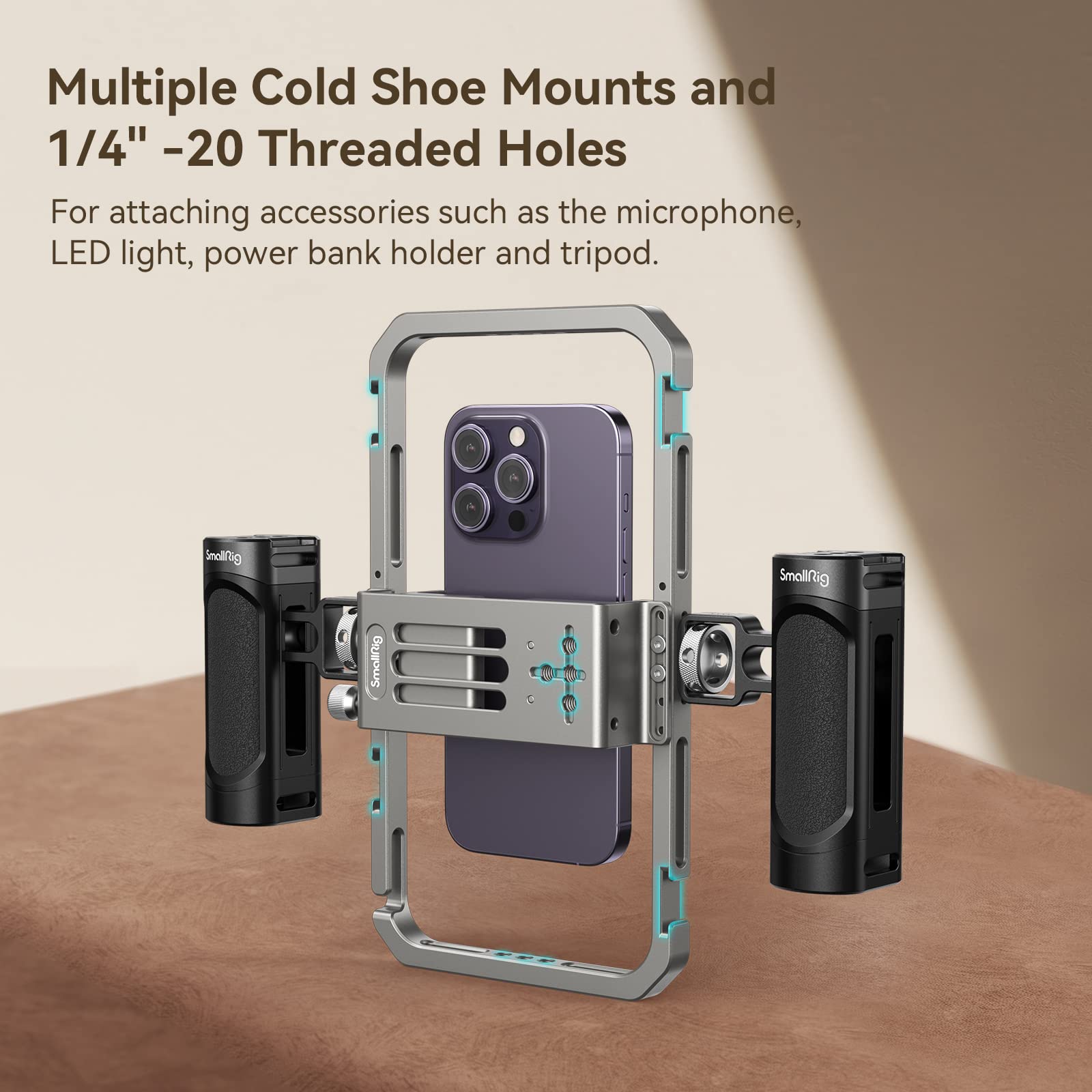 Smallrig Bundle:Rm120 Rgb Video Light 3808+Universal Phone Cage 4121