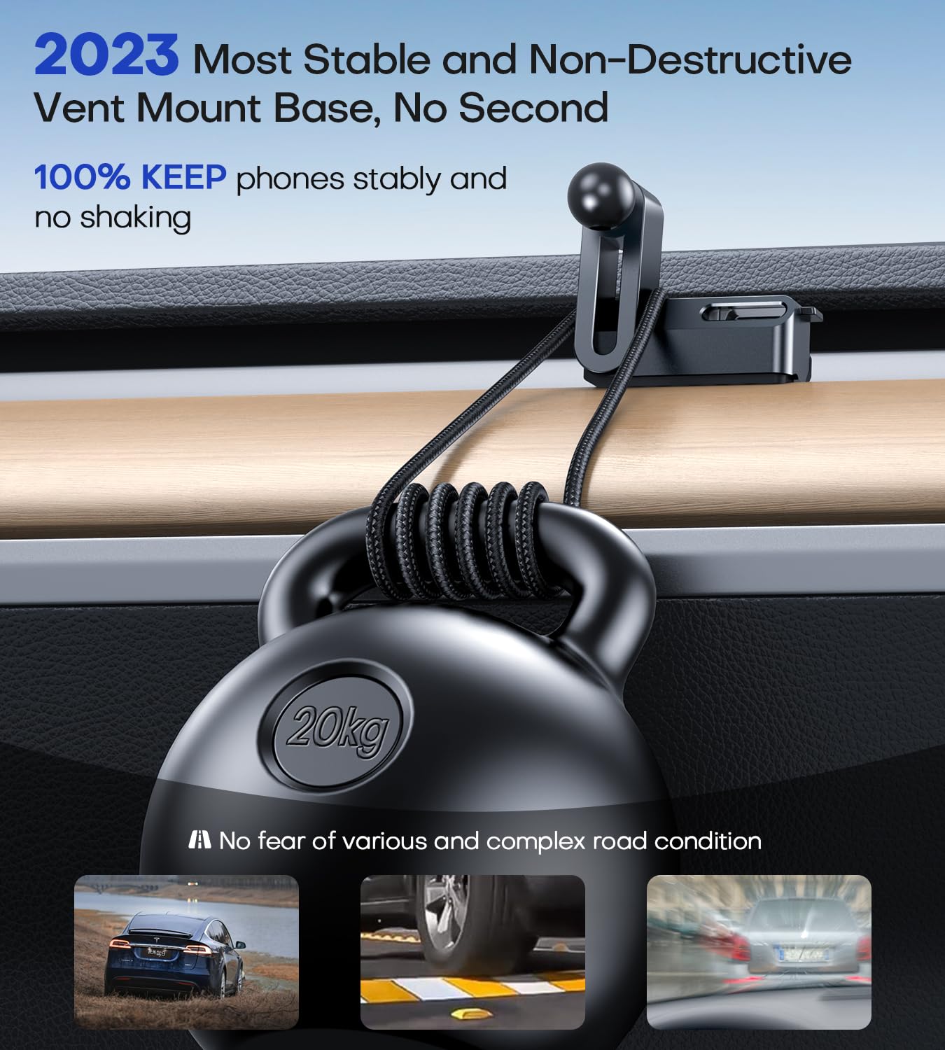 Holderprof Tesla Phone Mount Holder Compatible With Magsafe Car Mount Fit For All Phones [One-Hand Installation] Tesla Model 3/Y Phone Holder, Tesla Model 3/Y Accessories