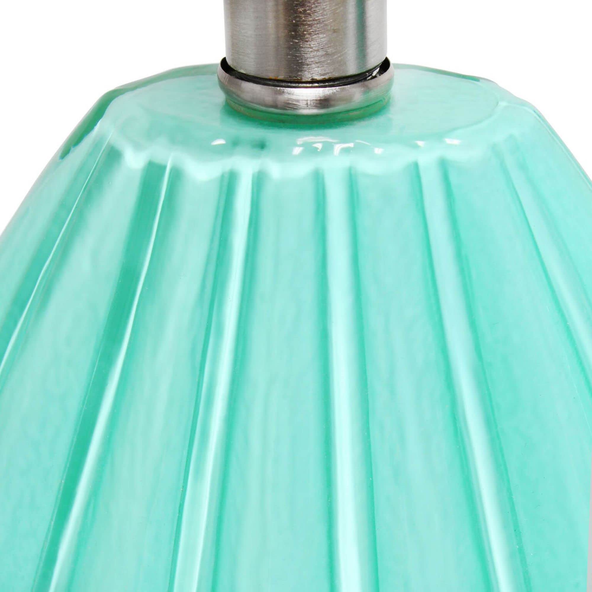 Lalia Home Contemporary Pleated Table Lamp With White Fabric Shade - Seafoam