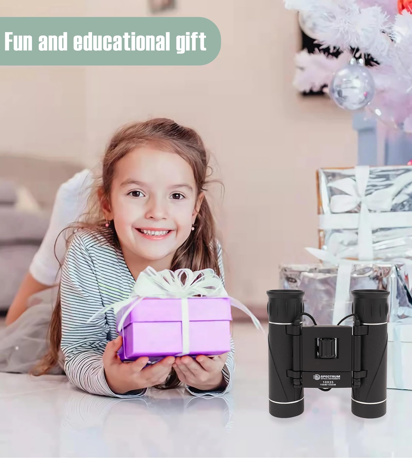 Spectrum Optical Instruments Spectrumoi Binocular For Kids,10X25 Kid Binoculars, Binoculars For Kids 8-12, Toy Binoculars For Kids 5-7