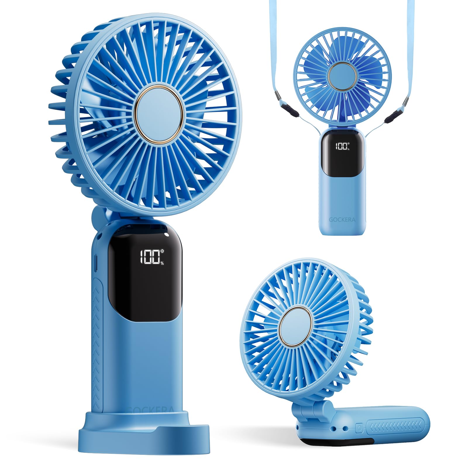 Portable Fan, 4200Mah Battery Operated Fan, 5 Speeds&Digital Display, Makeup Fans For Women - Koospark