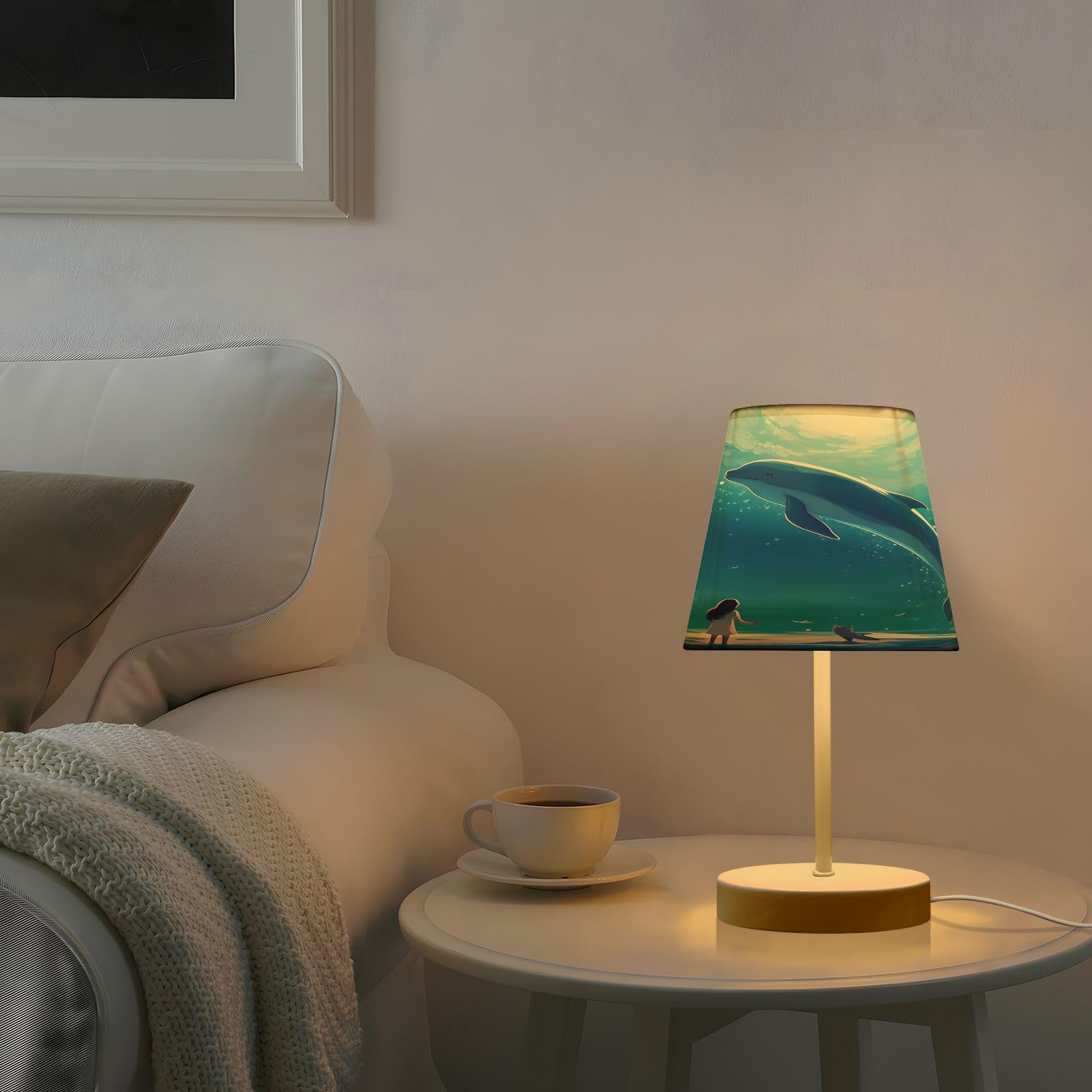 Bolaz Dolphin Table Lamp For Bedroom, 3 Colors Nightstand Light Lamp With Led Bulb Bedside Lamps For Living Room Desk, S