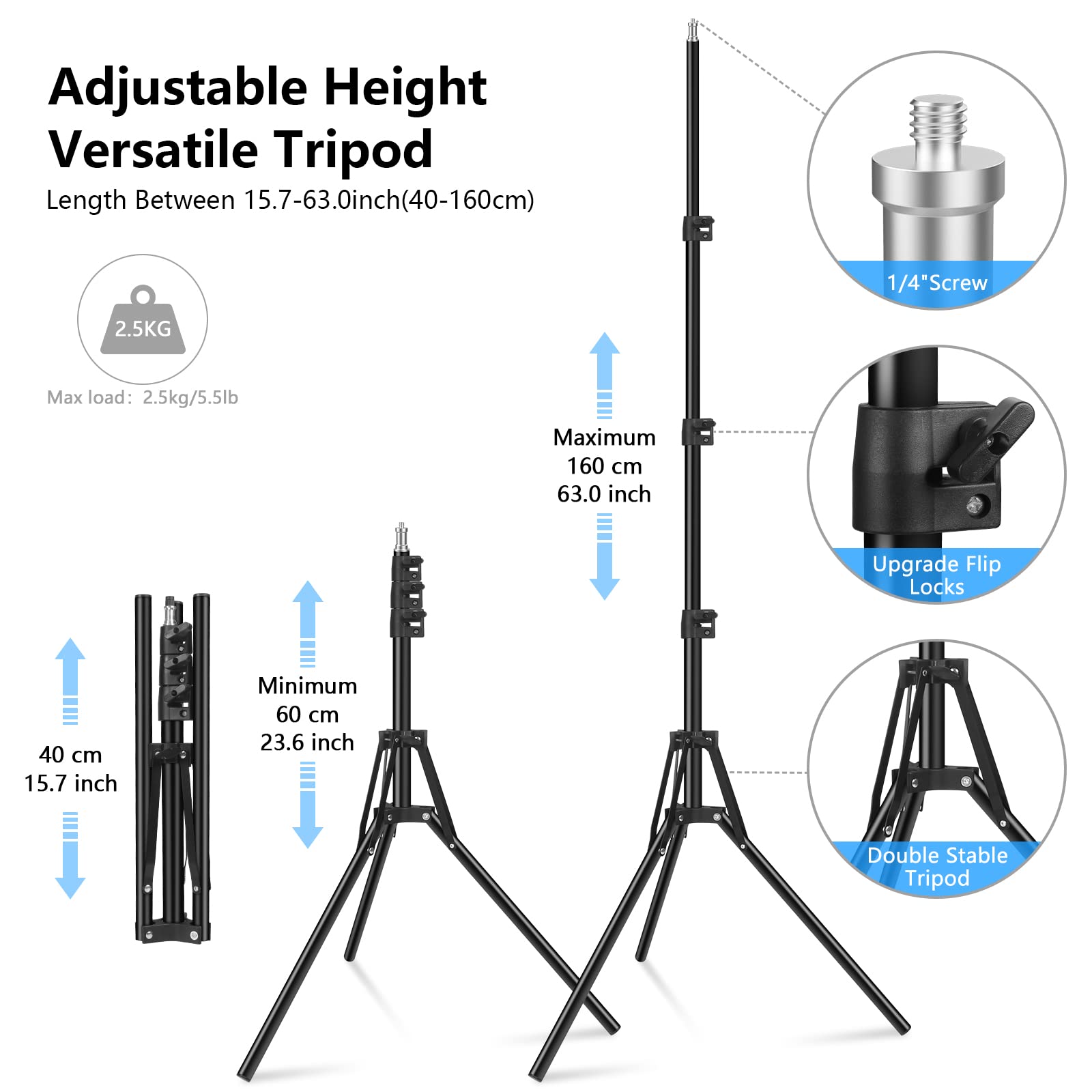 Qeuooiy 2 Packs Rgb Led Video Light With Adjustable Tripod Stand/White Filters, Dimmable 2500-6500K Usb Video Conference Lighting Kit For Youtube Photography/Game Zoom Live, Streaming,Tiktok, 1.6M