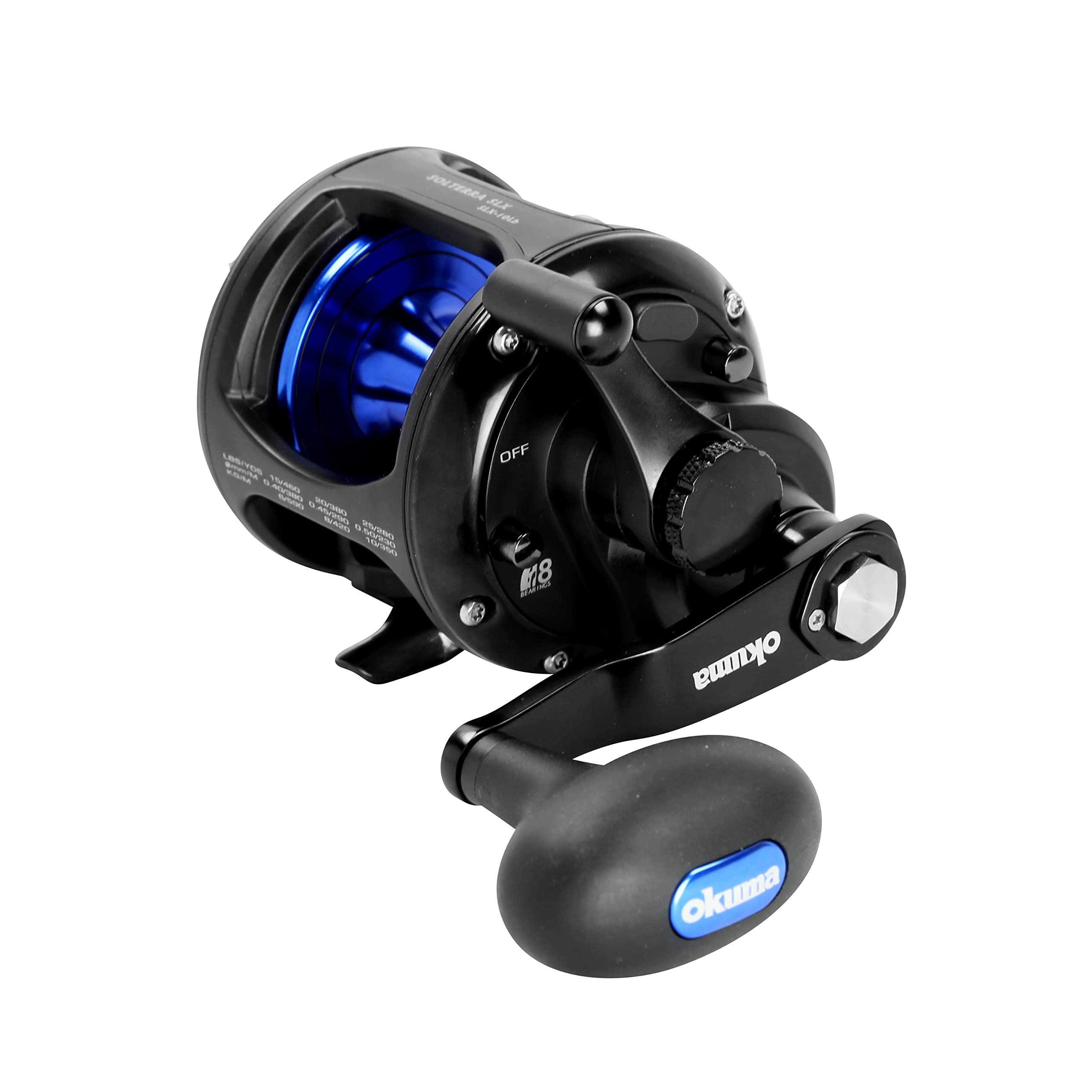Okuma Solterra Slx Single Speed Levelwind Lever Drag Saltwater Trolling Reel, Slx-10Lb, 380Yds-20Lb, Black