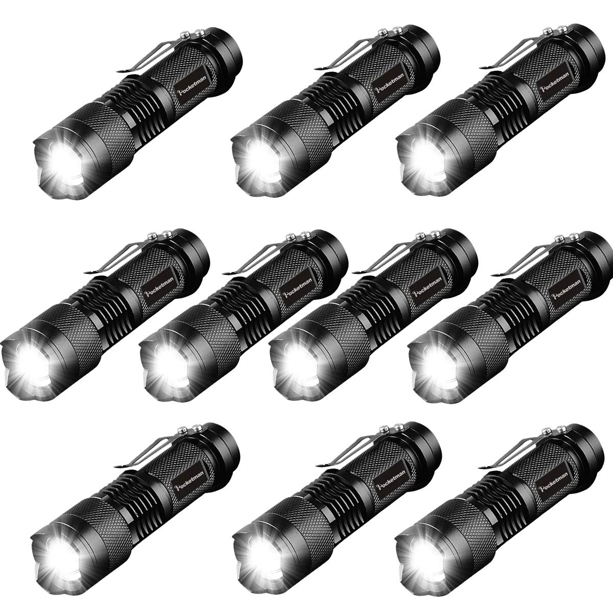 Modaao 10 Pack Mini Flashlights Small Led Flashlight 300 Lumen Portable Tactical Zoomable Pocket Torch Lantern Adjustable Focus Light For Kids Child Camping Emergency Travel Hiking Torch Light