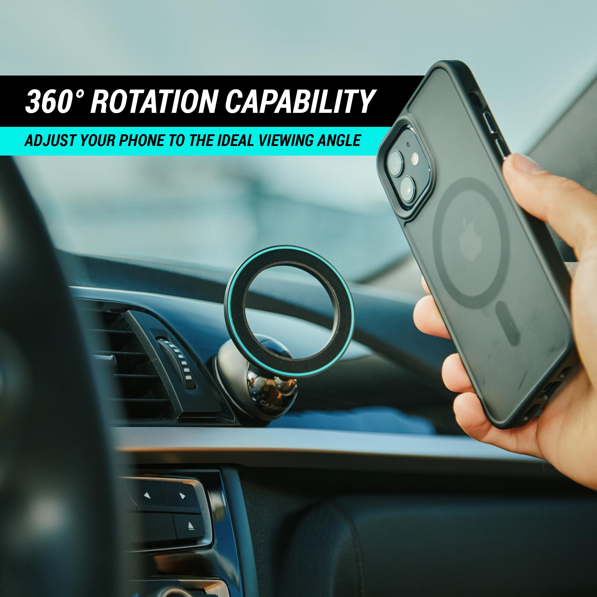 Carmount F3 Magsafe Car Mount  All-Metal Magnetic Phone Dashboard Holder With N52 Magnets Super Strong Hold  360° Rotation  Universal Compatibility For Iphones Pro Max & All Devices