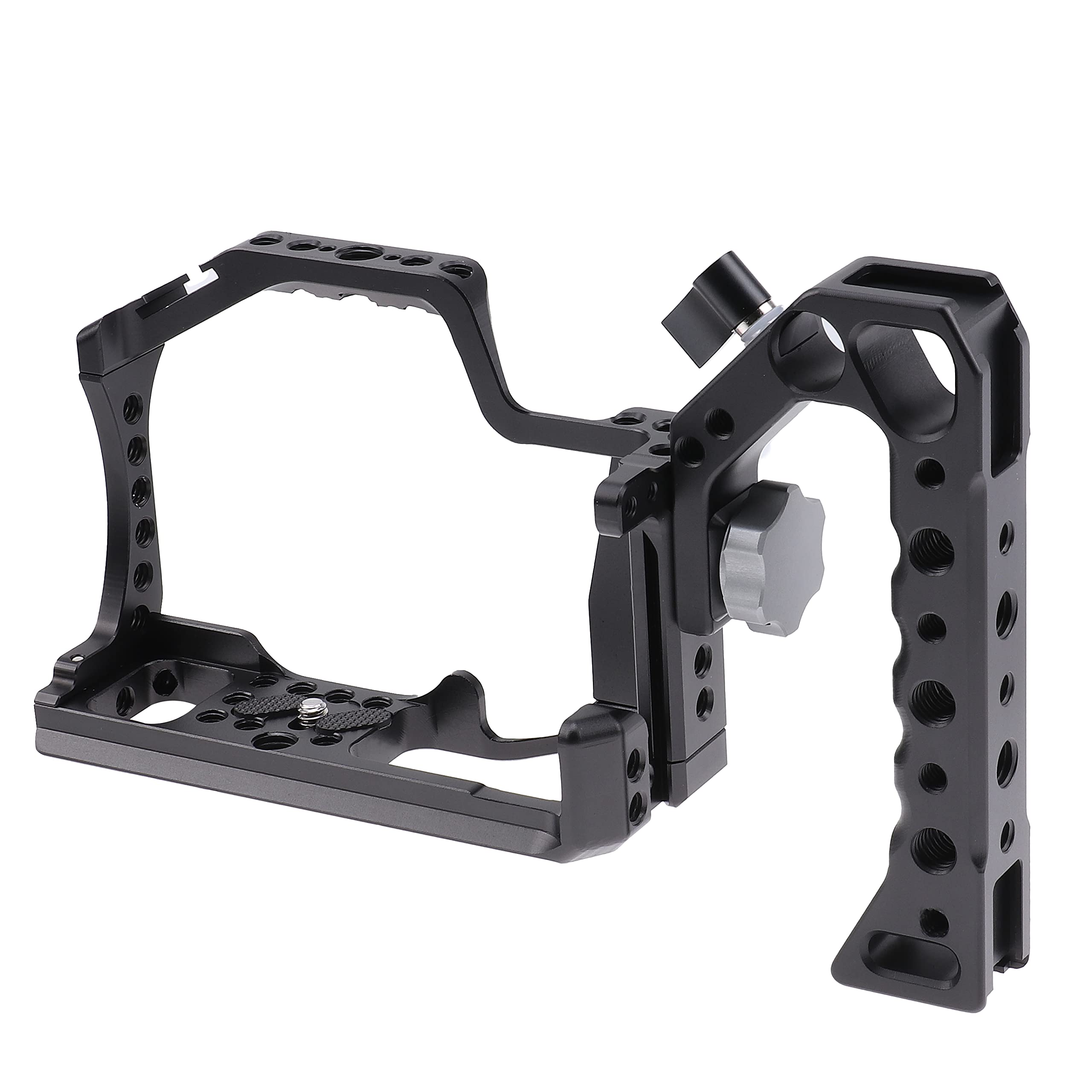 Focusfoto Camera Cage +Top/Side Handle Grip Kit, Aluminium Alloy Video Filmmaking Stabilizer Rig With Cold Shoe And 1/4" 3/8" Screw Mouting For Canon Eos M50 Mark Ii/M50/M5 Mirrorless Camera