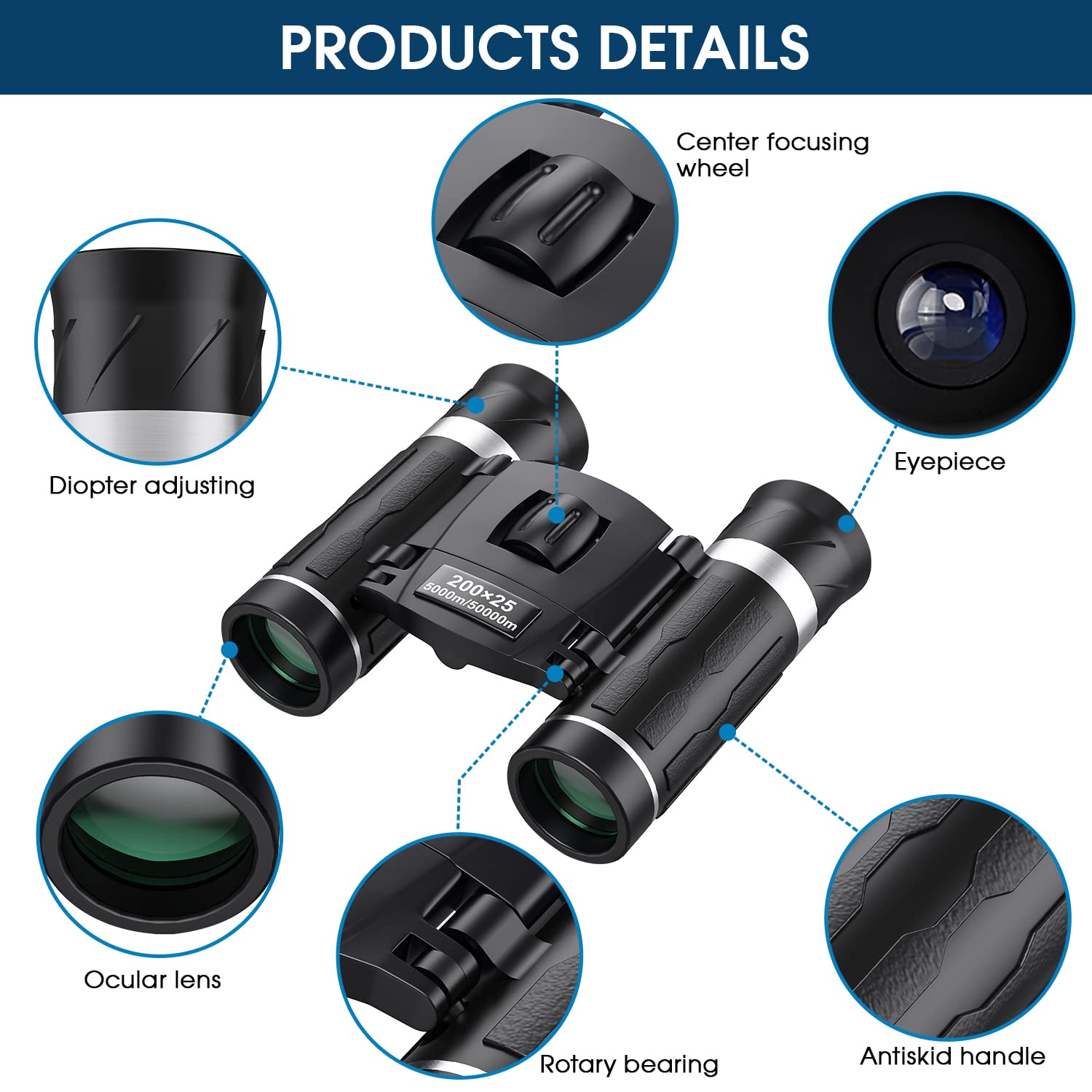 Flyant 200X25 Compact Binoculars For Adults And Kids, High Powered Mini Pocket Binoculars, Waterproof Small Binocular For Bird Watching, Hunting, Concert, Theater, Opera, Traveling, Sightseeing