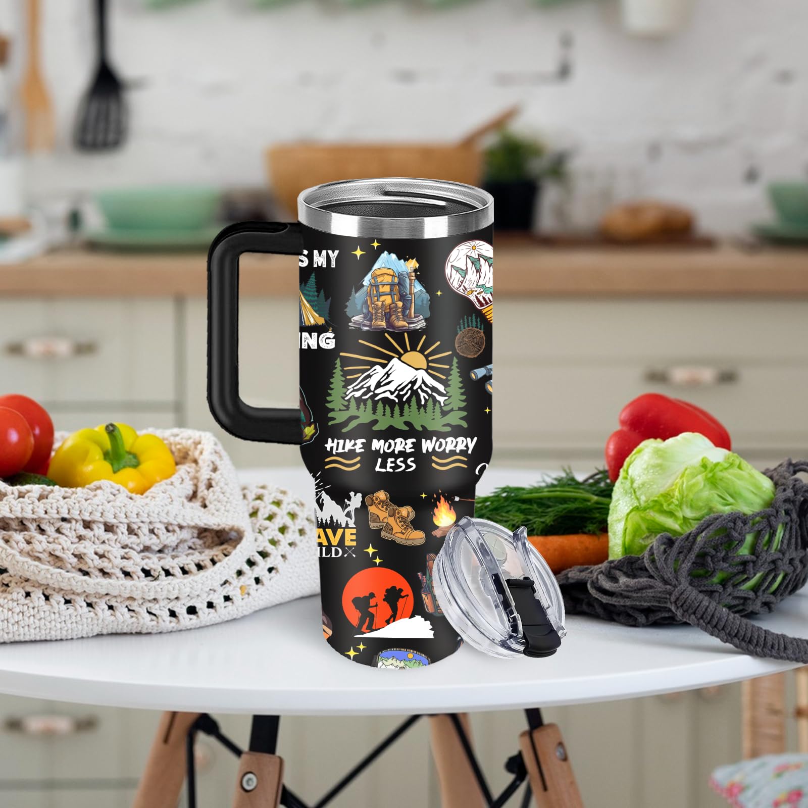 40Oz Insulated Hiking Water Bottle - Double Wall Vacuum Coffee Tumbler For Outdoor Adventures