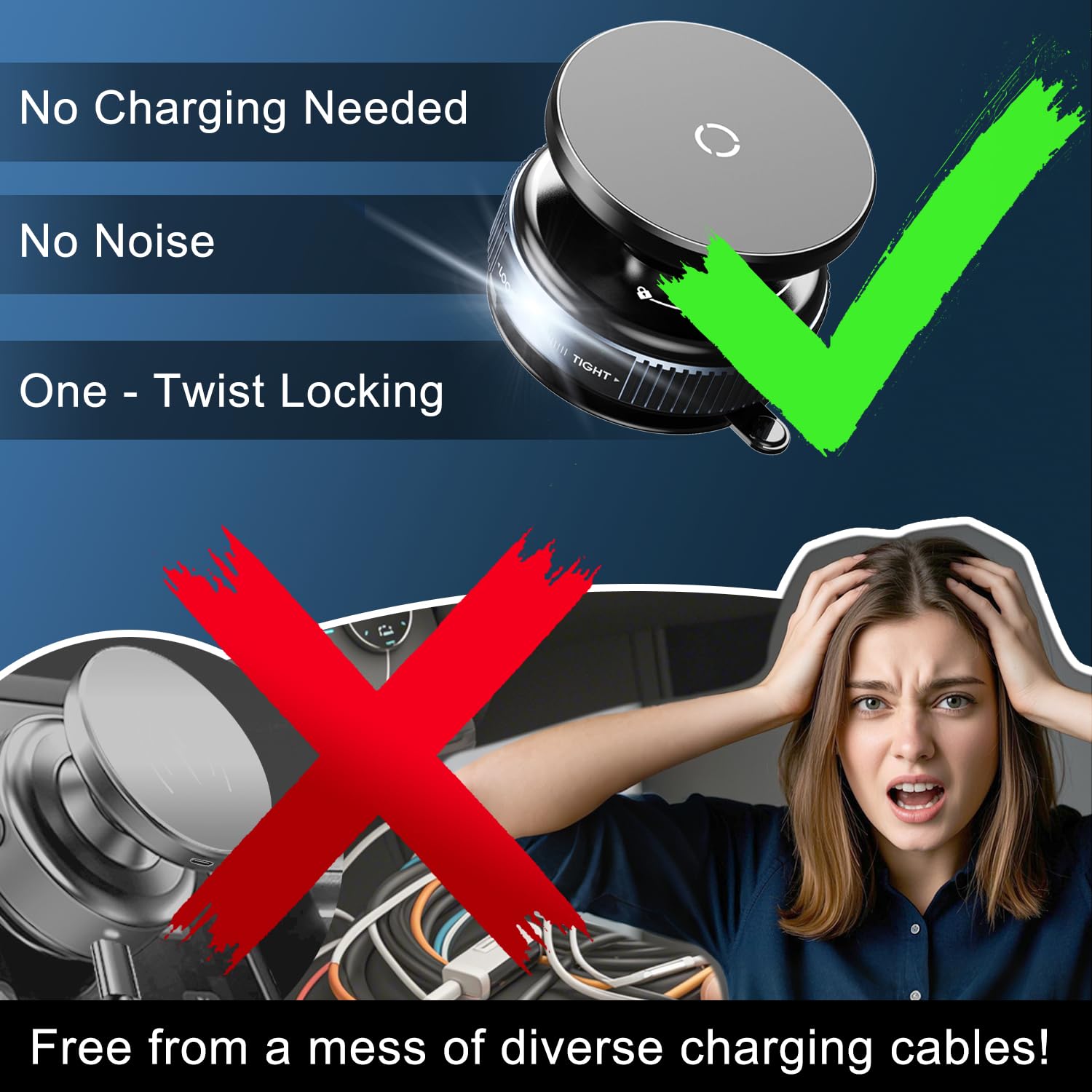 Jkoailiwi   360° Adjustable Vacuum Magnetic Phone Holder For Car, Hands- Magnetic Suction Cup Phone Mount For Gym, Makeup, Compatible With Magsafe Iphone & Android