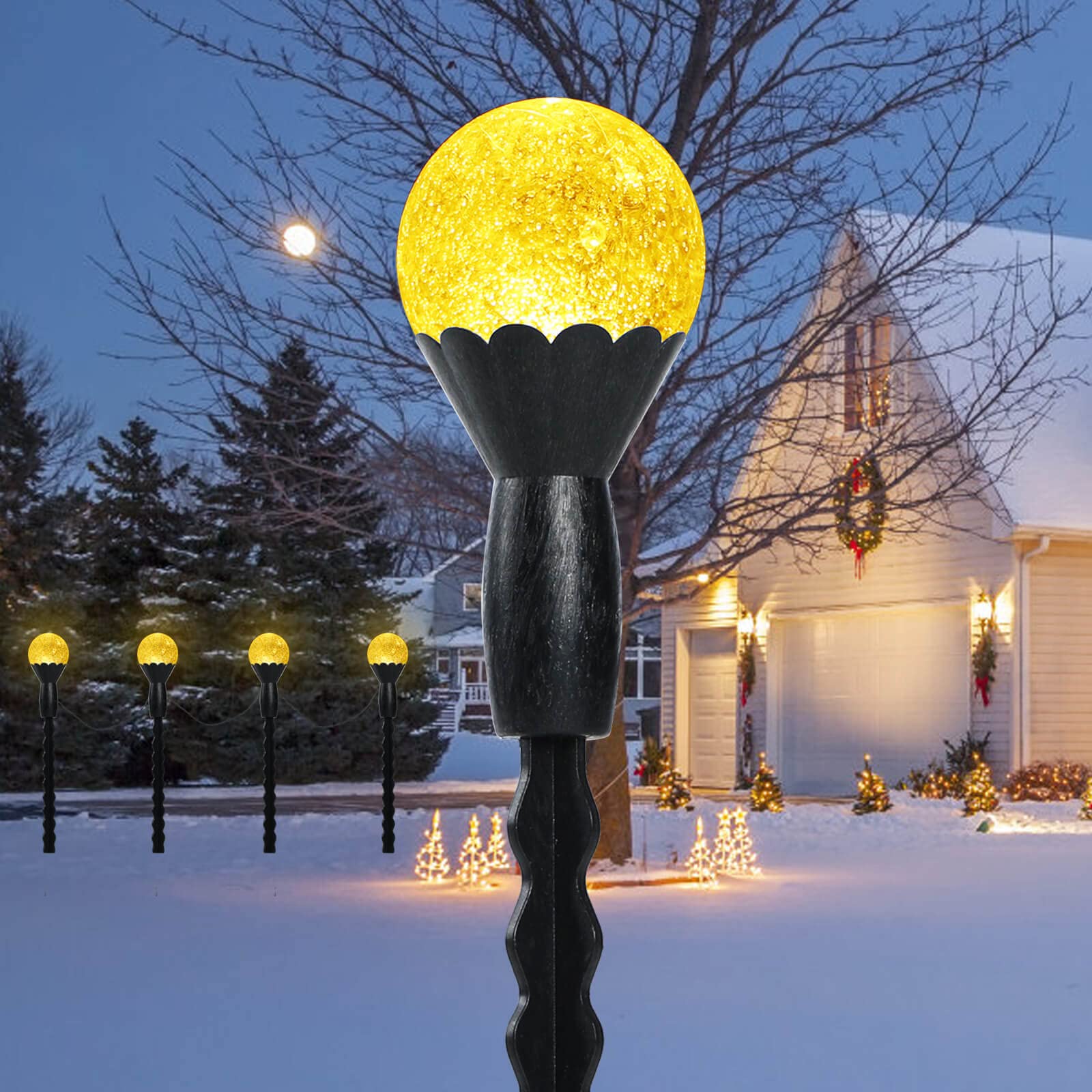 Semilits Solar Landscape Lights 12Led Bubble Beads Shaped Outdoor Solar String Lights For Path Garden Patio Decor