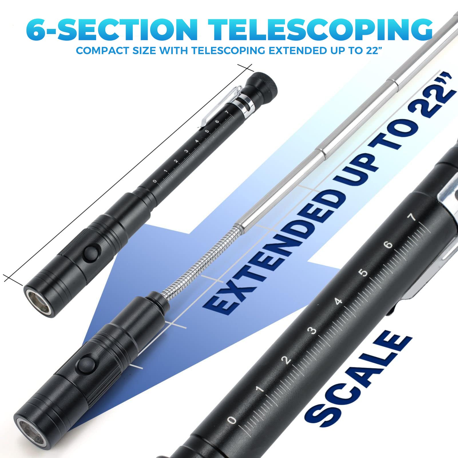 Manwald Rechargeable Magnetic Pickup Tool, Telescoping Magnetic Flashlights With Extendable Magnet Stick, Fathers Day Dad  From Daughter Wife Son, Cool Gadgets  For Him, Men, Dad, Husband, Boyfriend