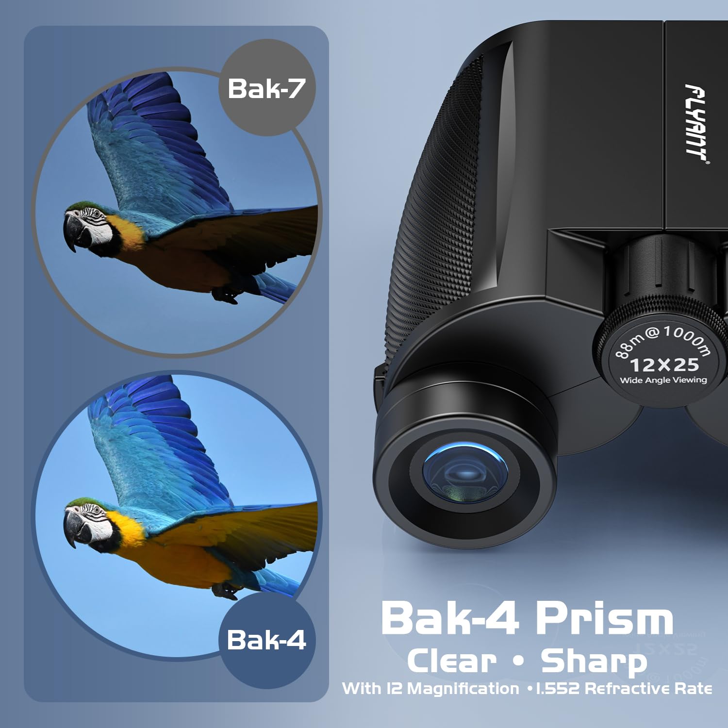 Flyant 12X25 High Powered Binoculars For Adults, Compact Binoculars With Clear Low Light Vision, Waterproof Small Binoculars For Bird Watching, Hunting, Travel, Concerts