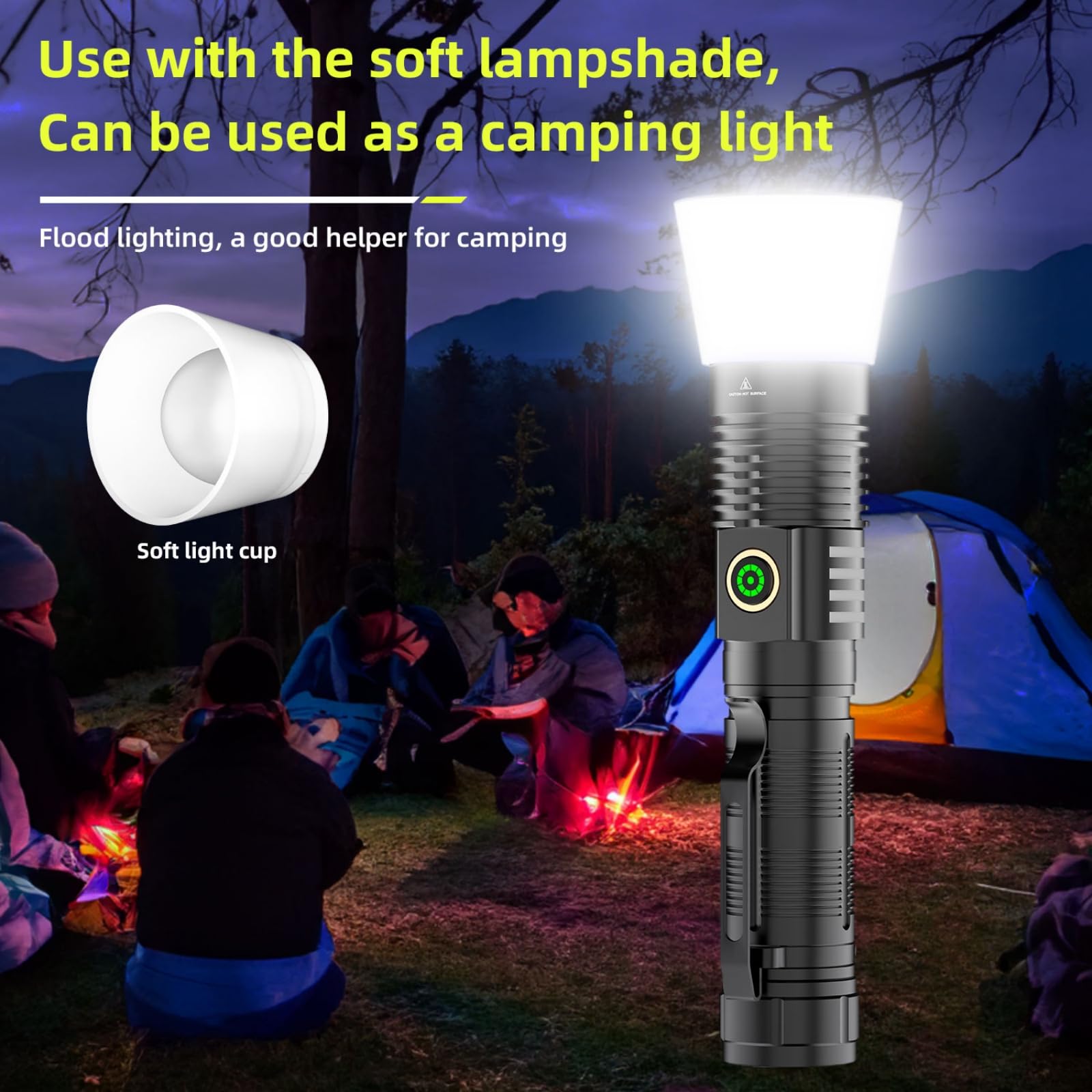 Unagea Rechargeable Tactical Flashlight High Lumen, 2000 Lumen Powerful Flashlights, White Red Green Blue Yellow, Zoomable, Multi-Color Handheld Magnet Flash Light For Camping, Hiking, Emergency,