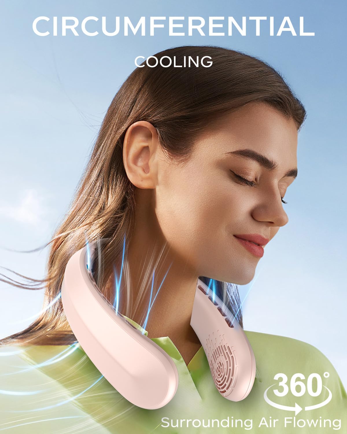 Neck Fan, Portable Neck Fan, 4000 Mah Battery Operated Wearable Personal Fan With Usb Rechargeable