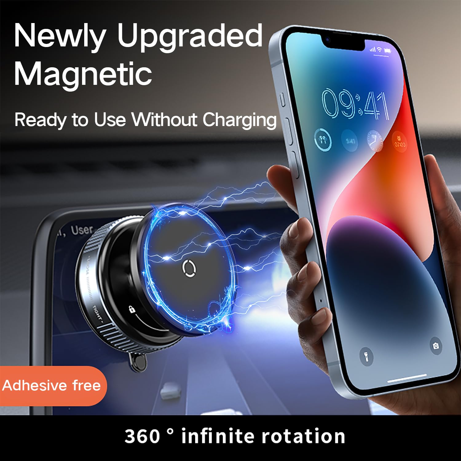 Dreambee Ultra Vacuum Magnetic Suction Car Phone Holder, 360° Rotatable Car Phone Mount, Suction Cup Car Phone Mount For Iphone 16/15/14/13/12 & All Smartphones, Hands- Holder For Car/Mirror/Glass