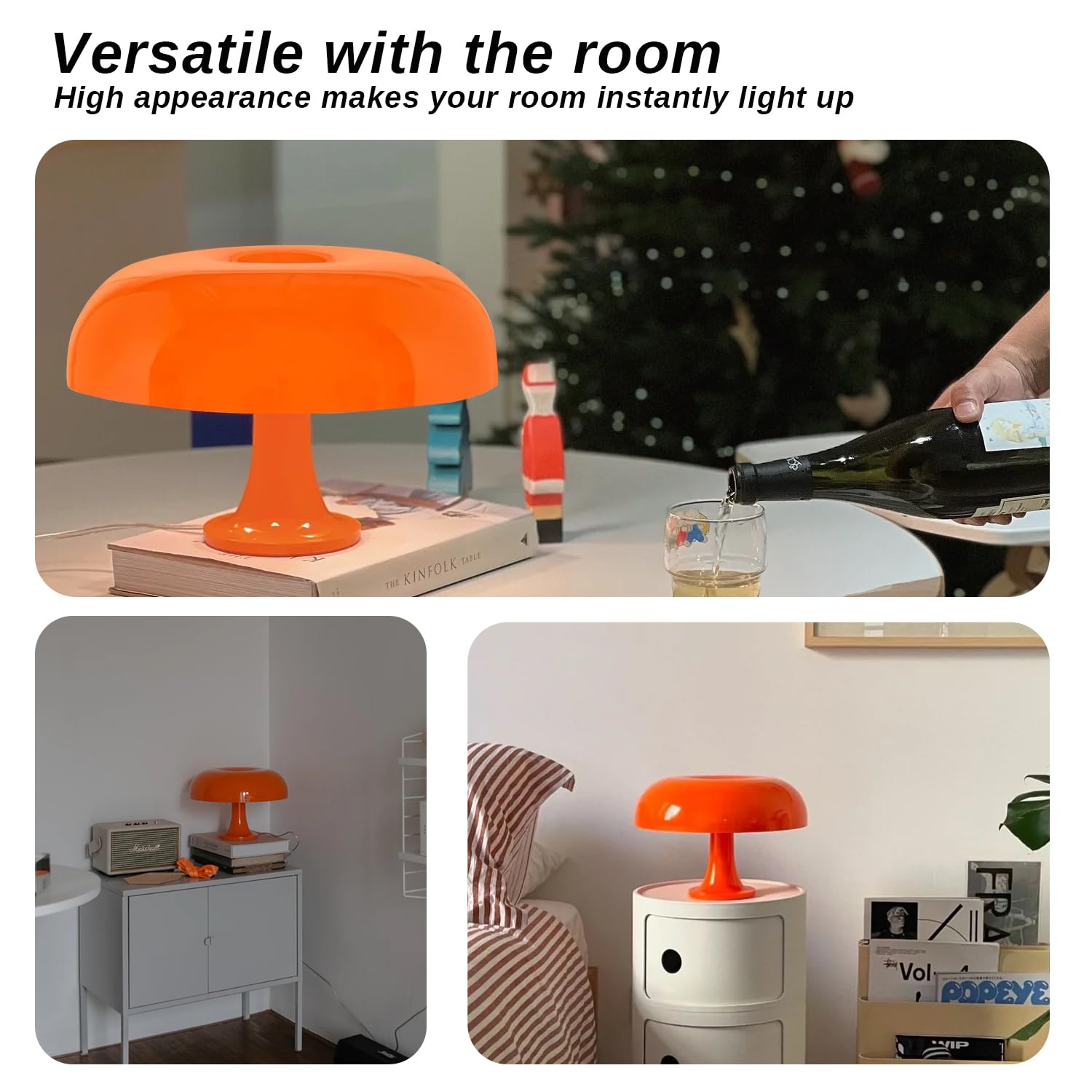 Fjkyczo Orange Mushroom Lamp，Mushroom Table Lamp，Retro Lamp，Orange Table Lamp，Suitable For Living Room, Office, Room, Bedroom