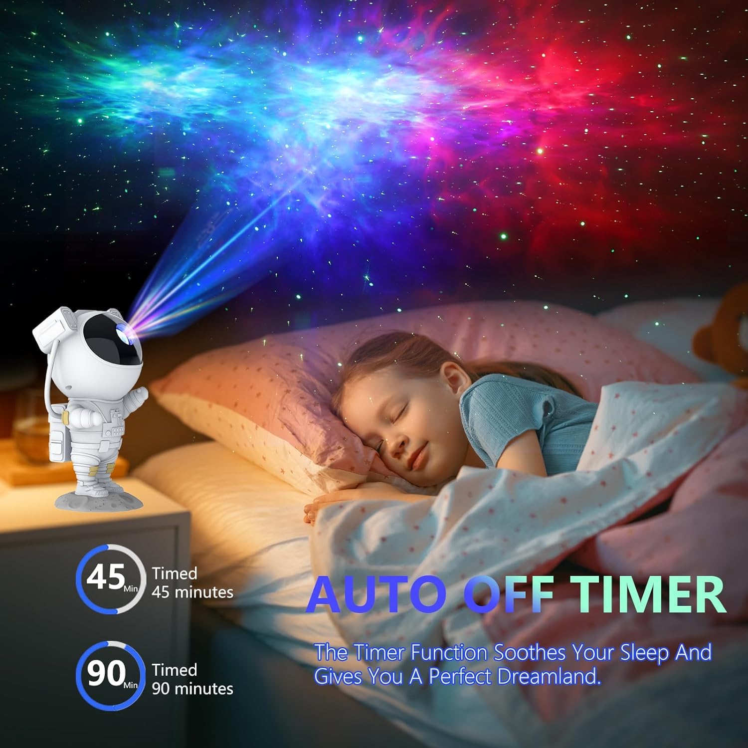 Hiya-Naya Astronaut Galaxy Projector Night Light,Star Projector Galaxy Light With Nebula,Starry Ceiling Led Lamp Space Buddy Projector With Timer And Remote For Bedroom,Kids Room Decor, Birthdays (White)