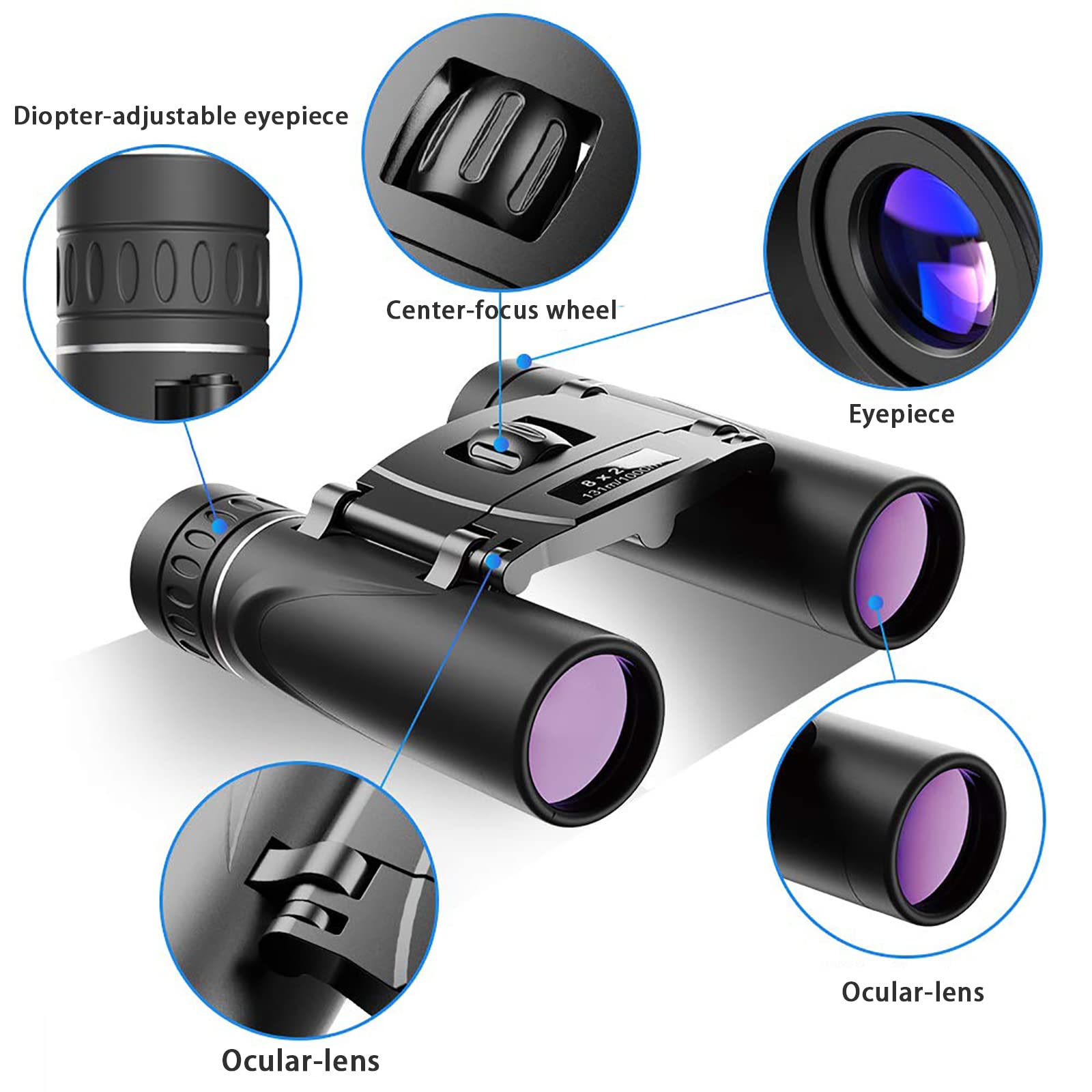 Ziyouhu 8X21 Binoculars Small Compact Light Binoculars, Suitable For Adults And Children Bird Watching Travel Sightseeing, Waterproof Lightweight Small Binoculars, With Clear Low-Light Vision