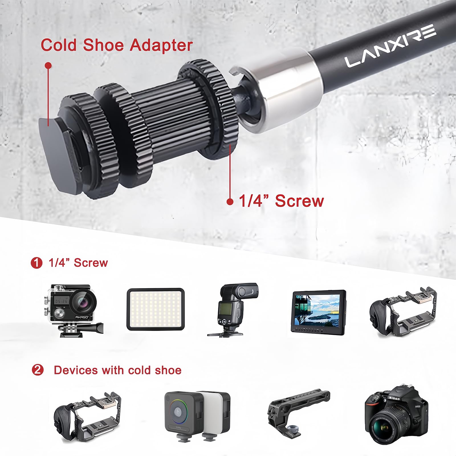 Lanxire Super Clamp And 11'' Adjustable Friction Articulating Magic Arm For Universal Camera Cage/Rig, Monitor, Microphone - 5 X 1/4'' And 1 X 3/8'' Thread - Max Load 4.4Lb
