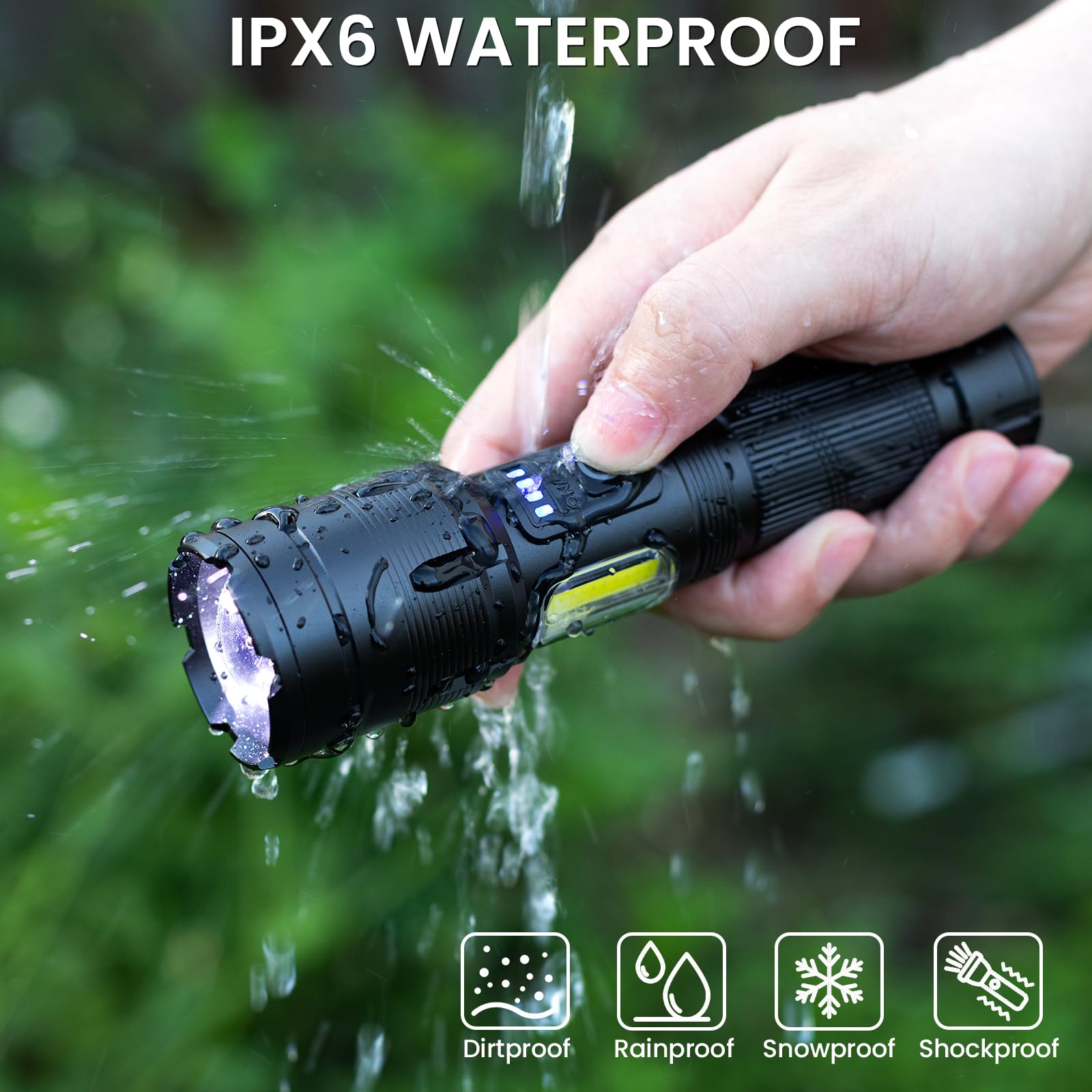 Gdplus Rechargeable Flashlight 990000 High Lumens, Super Bright Led Flashlight With 7 Modes, Waterproof Powerful Flash Light For Camping, Home, Emerge∩Cies (Black)