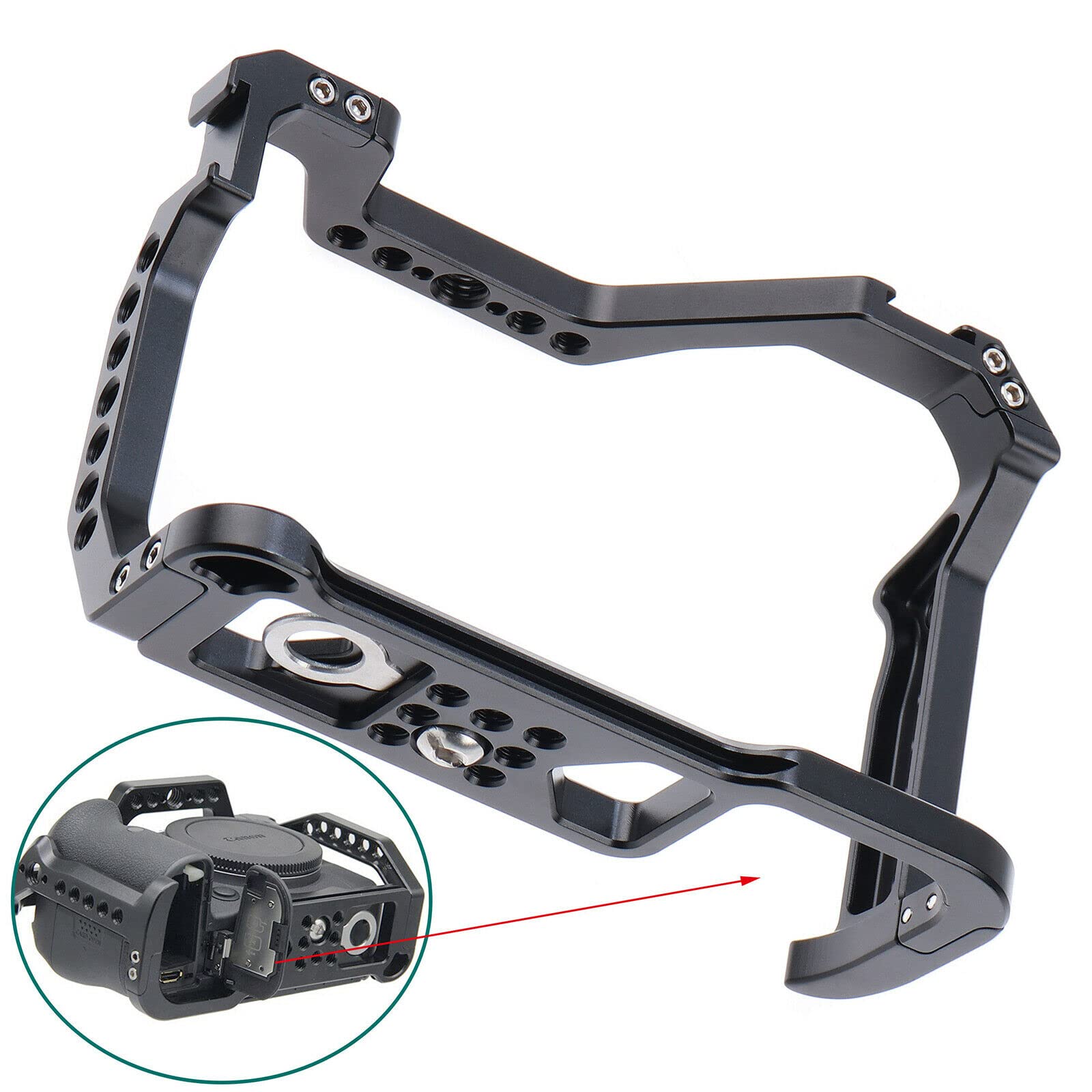 Runshuangyu Cnc Aluminum Dslr Camera Cage Extension Frame Cold Shoe For Canon R5 R6 R5C Dslr Camera