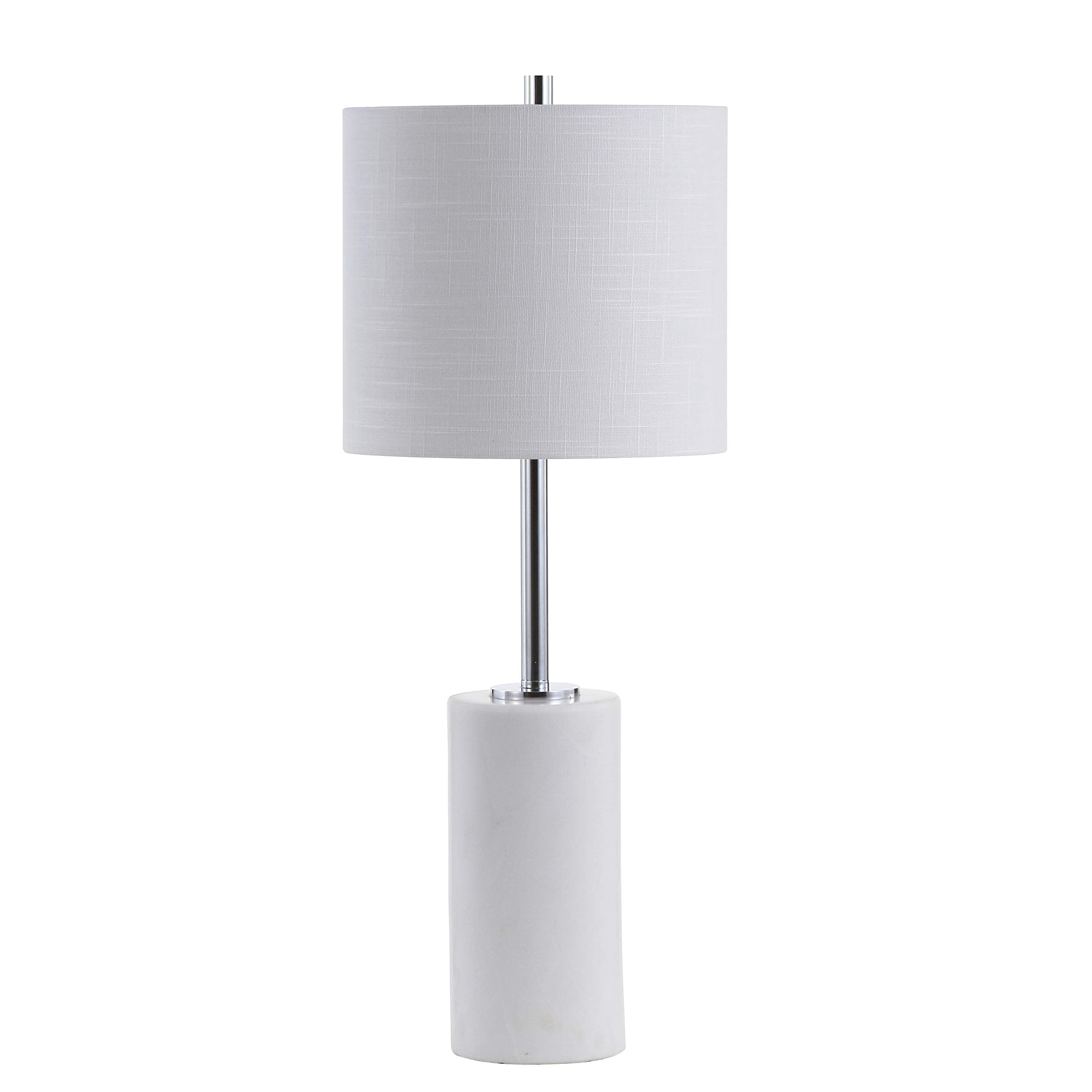Jonathan Y Jyl2007A Aksel 25.5" Marble Led Table Lamp Contemporary Transitional Modern Bedside Desk Nightstand Lamp For Bedroom Living Room Office College Bookcase Led Bulb Included, White/Chrome