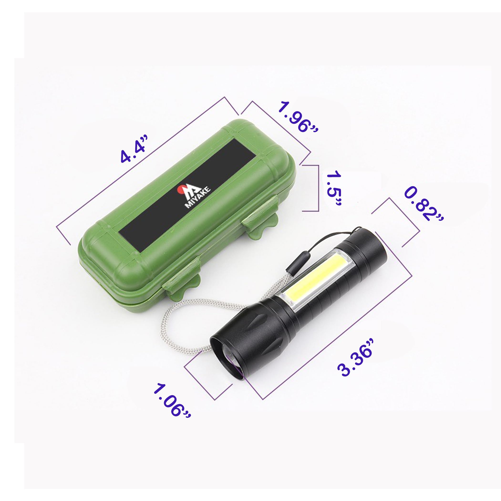 Miyake 4-Pk Led Flashlight Rechargeable Usb Torch, Pocket Mini Flash Light With Cob Side Searchlight, High Lumens Zoomable Camping Lantern Combo Small Flash Light For Edc Emergency Camping