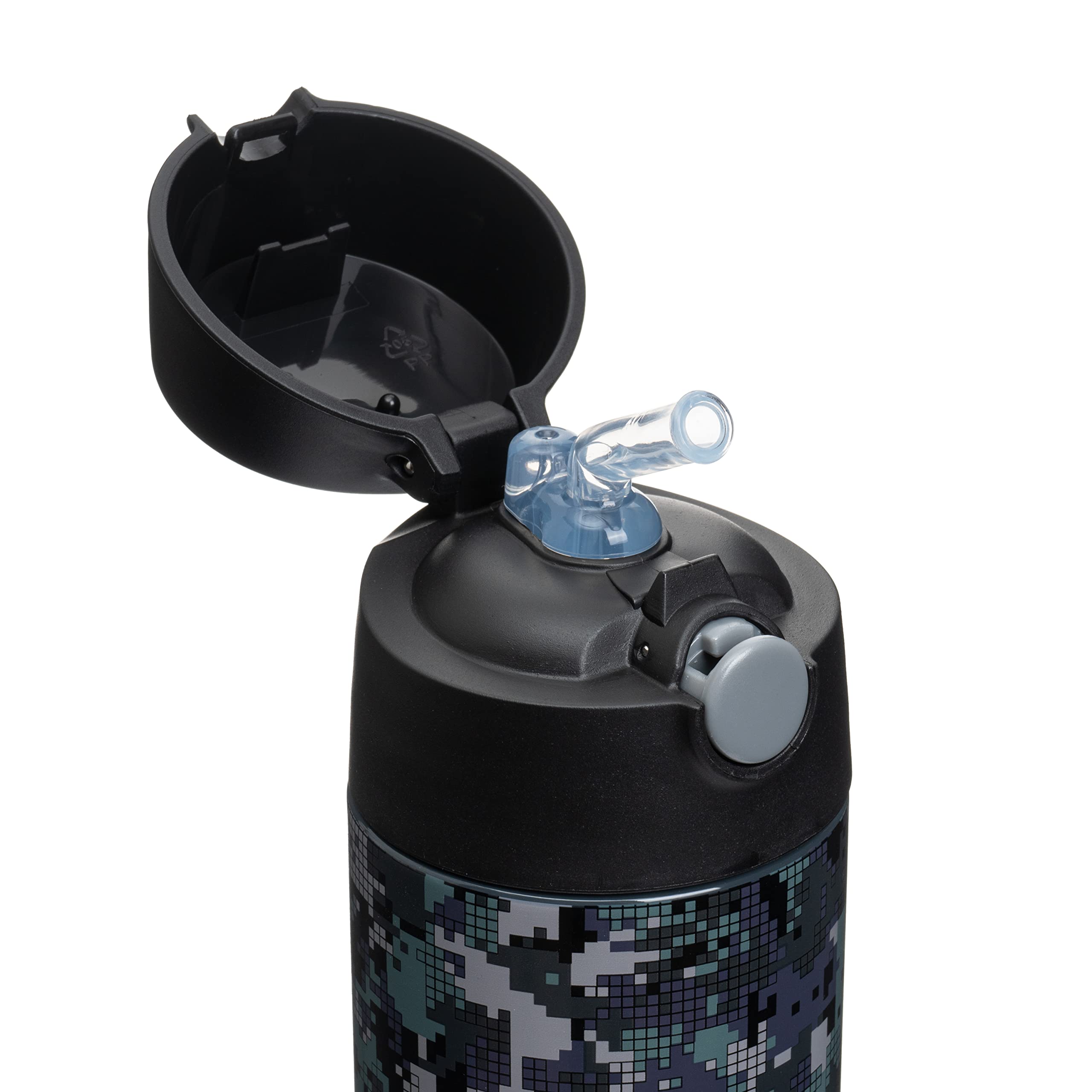Snug Kids Water Bottle - Insulated Stainless Steel Thermos With Straw (Girls/Boys) - Black