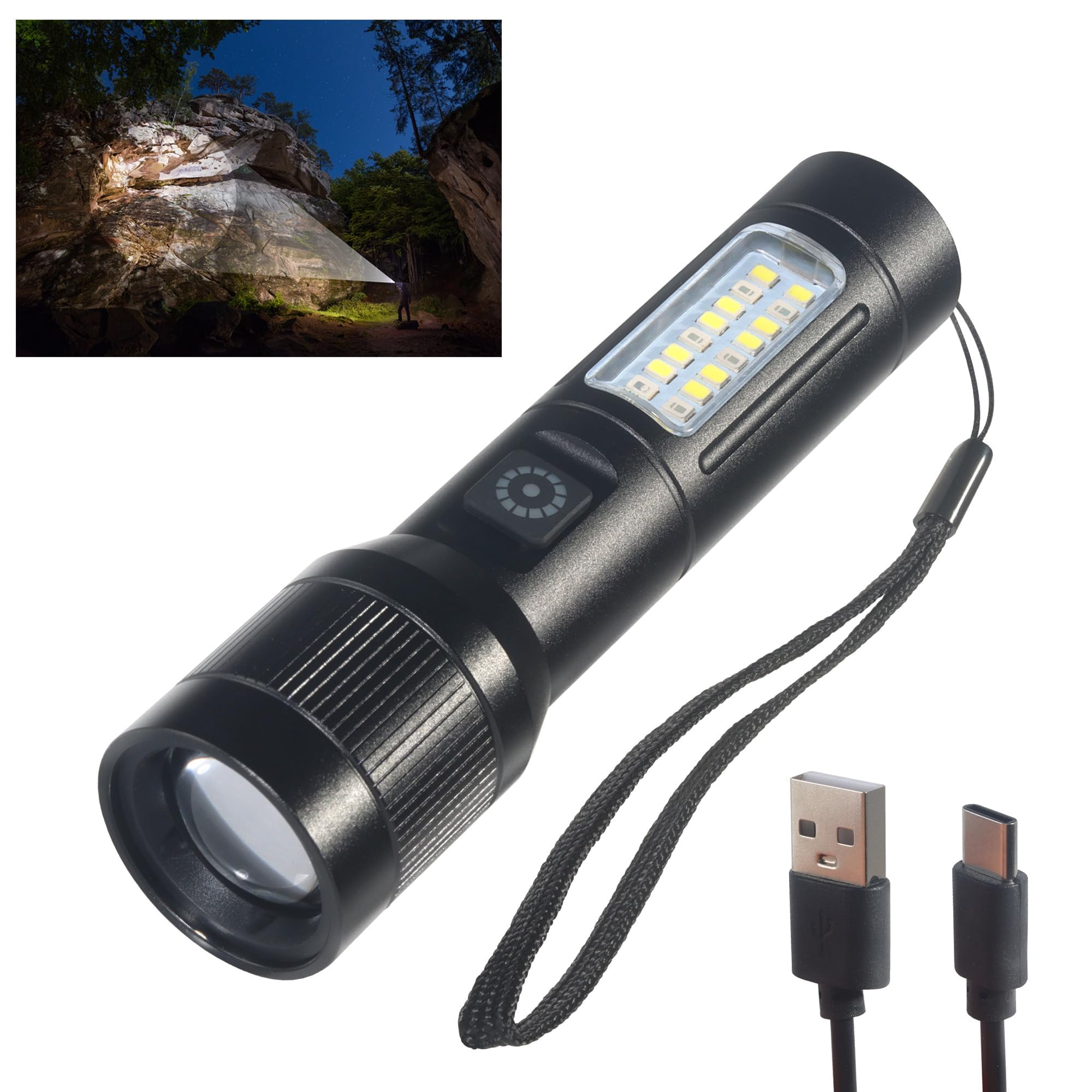Loyagour Rechargeable Flashlight High Lumens With Usb Cable,Small Pocket Bright Led Utility Flashlights Powerful With 7 Modes & Waterproof,Emergency Handheld Flash Light For Home And Camping