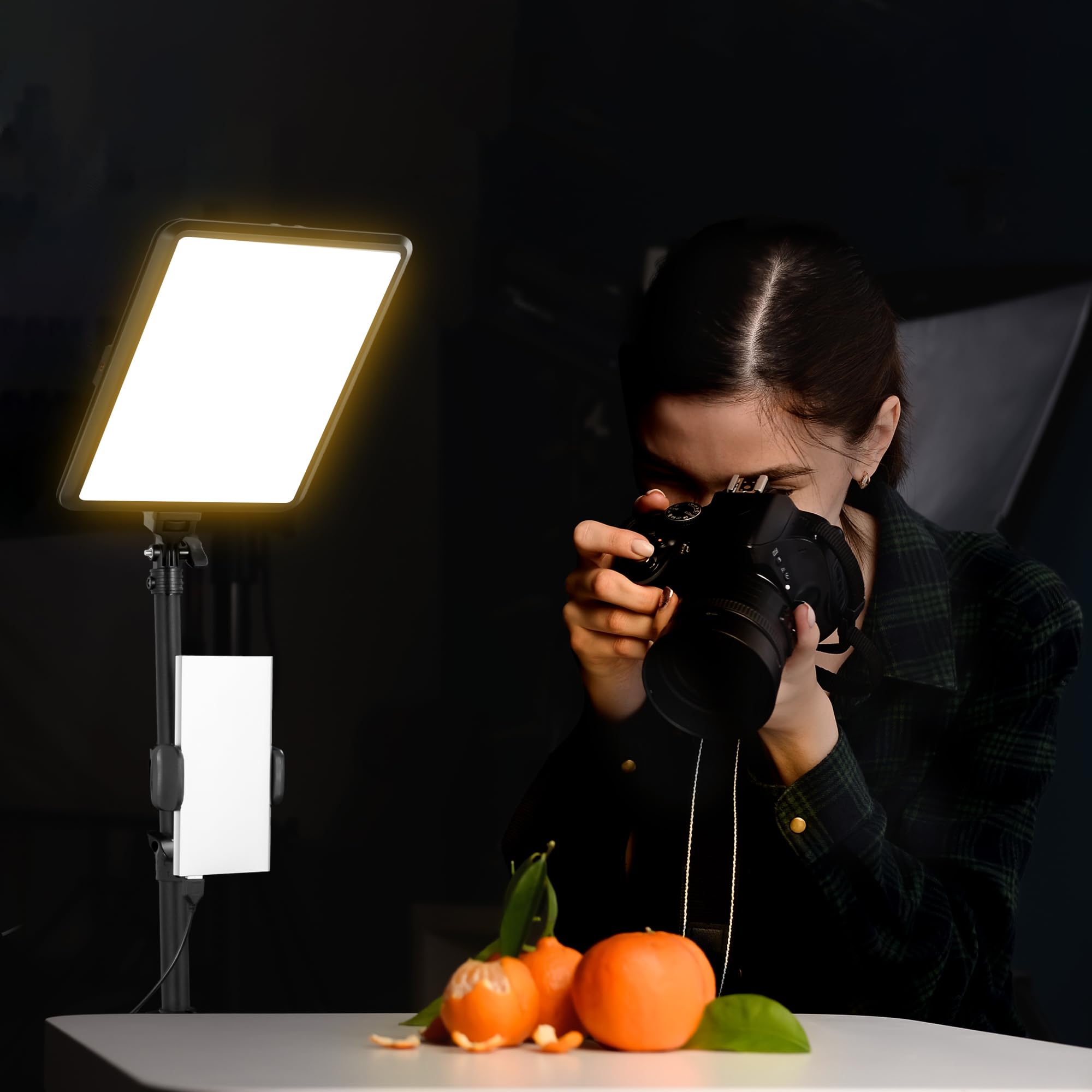 Niceveedi 1-Pack Photography Lighting Kit, 2800-6500K Bi-Color Led Video Light Kit, Dimmable Studio Light With Tripod Stand & Phone Holder, Light For Video Recording, Game Streaming, Youtube