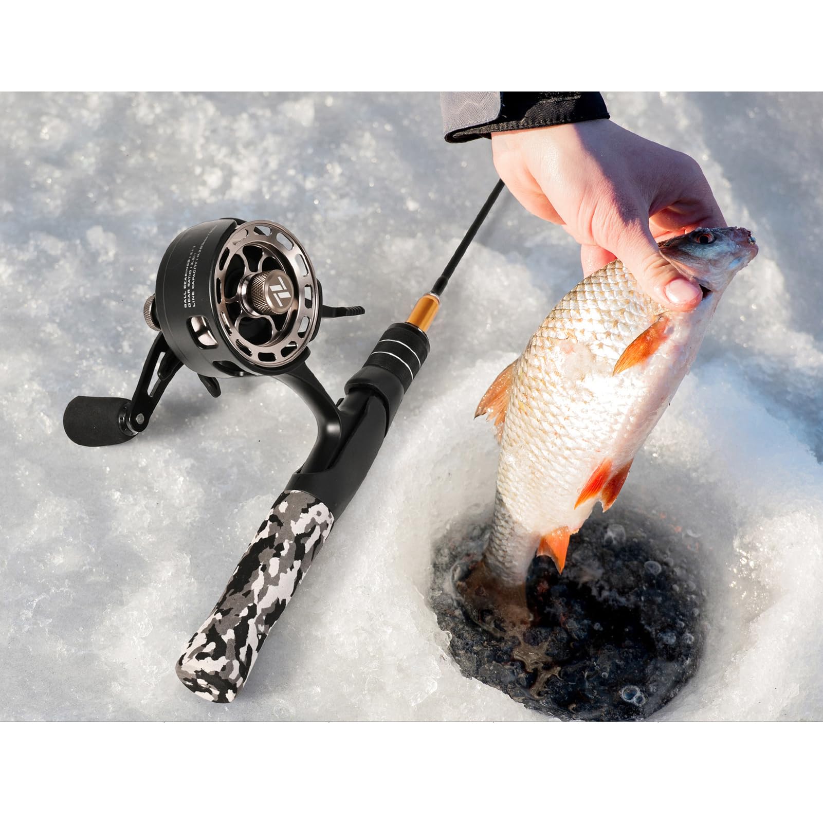 Karlak Ice Fishing Reels 3.2:1 Gear Ratio Ultra Smooth 3+1 Ball Bearings Fishing Reel