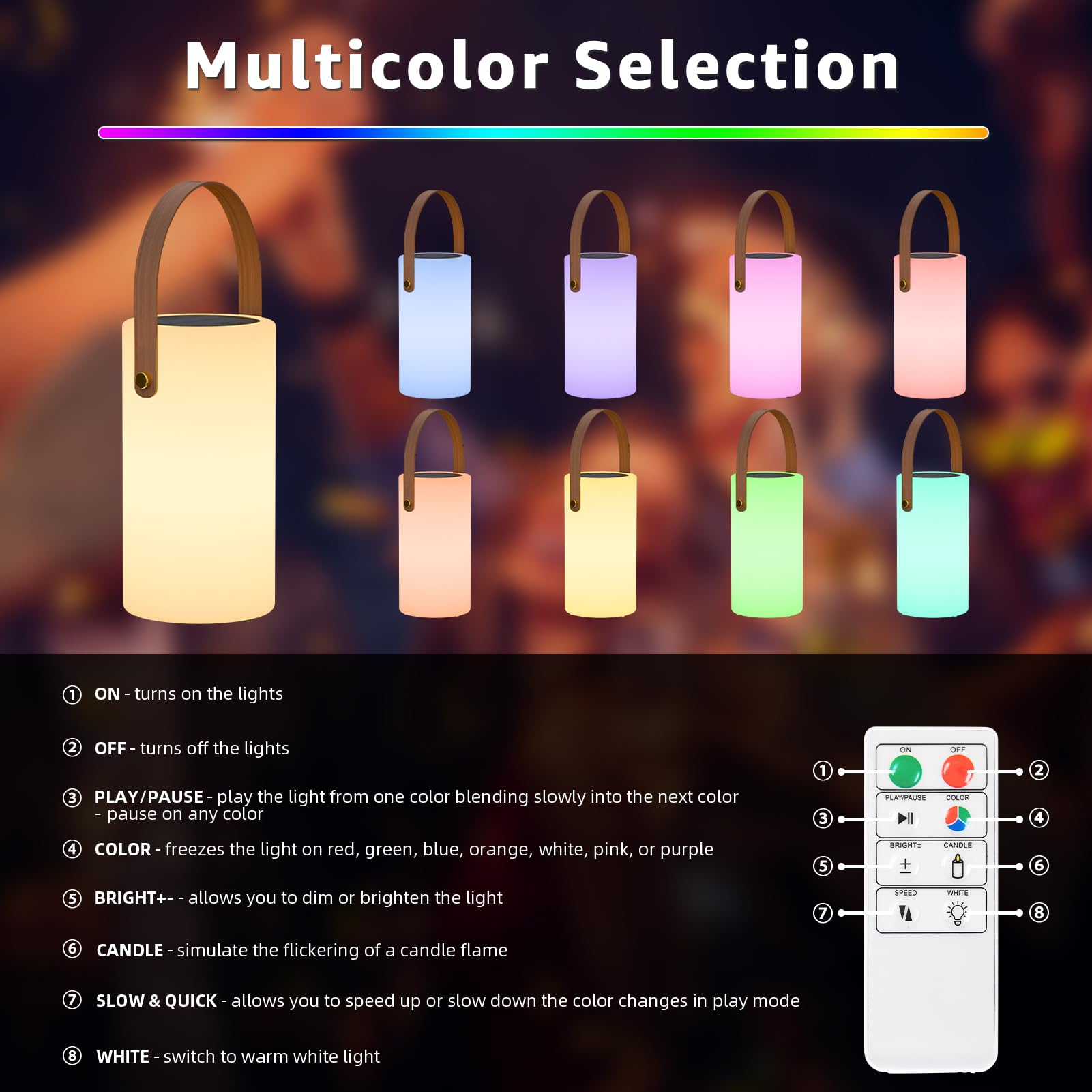 Nicebuy Solar Table Lamp Outdoor Water-Resistant Led Portable Solar Lantern Warm Rgb Rechargeable Cordless Lights For Patio Deck Camping